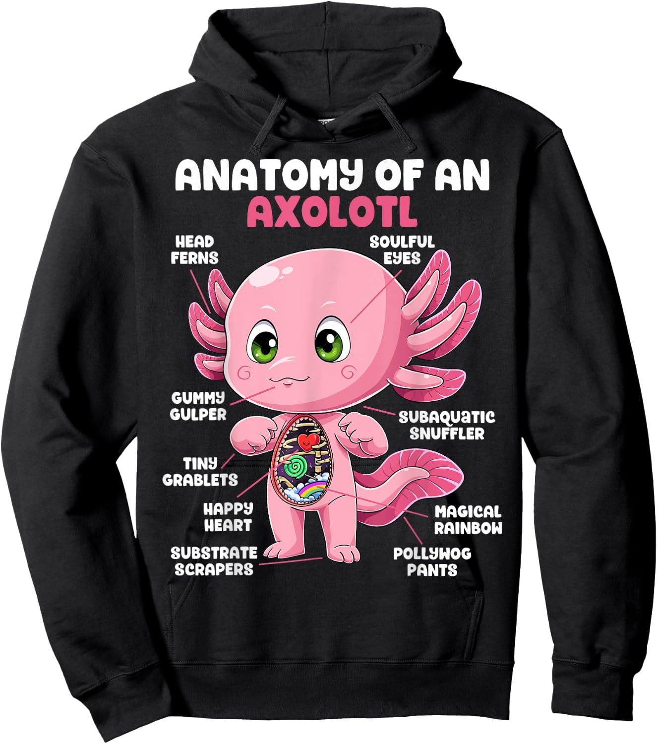 Axolotl Anatomy Shirt Anatomy of an Axolotl Biology Science Hoodie - Hoodie | Black