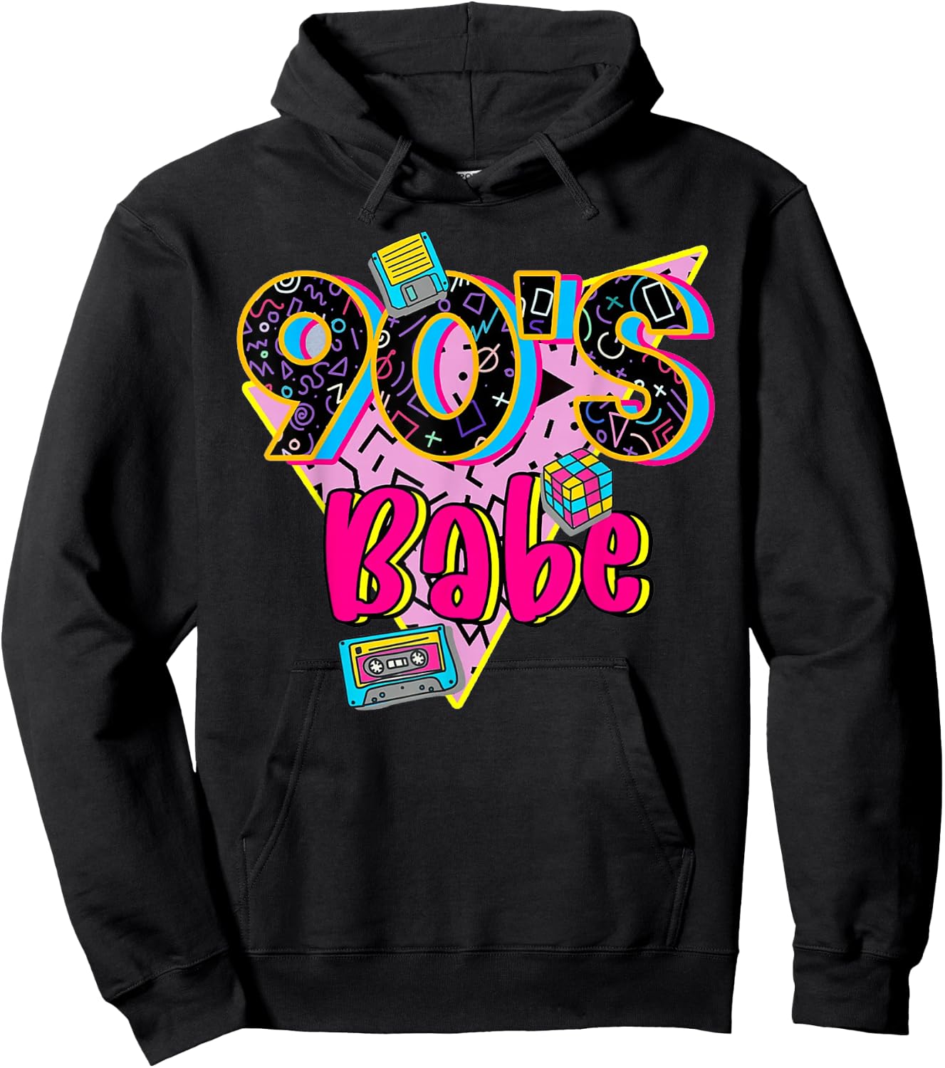 Vintage 90s Baby Party Funny Back To 90s Cassette Nostalgia Hoodie - Hoodie | Black