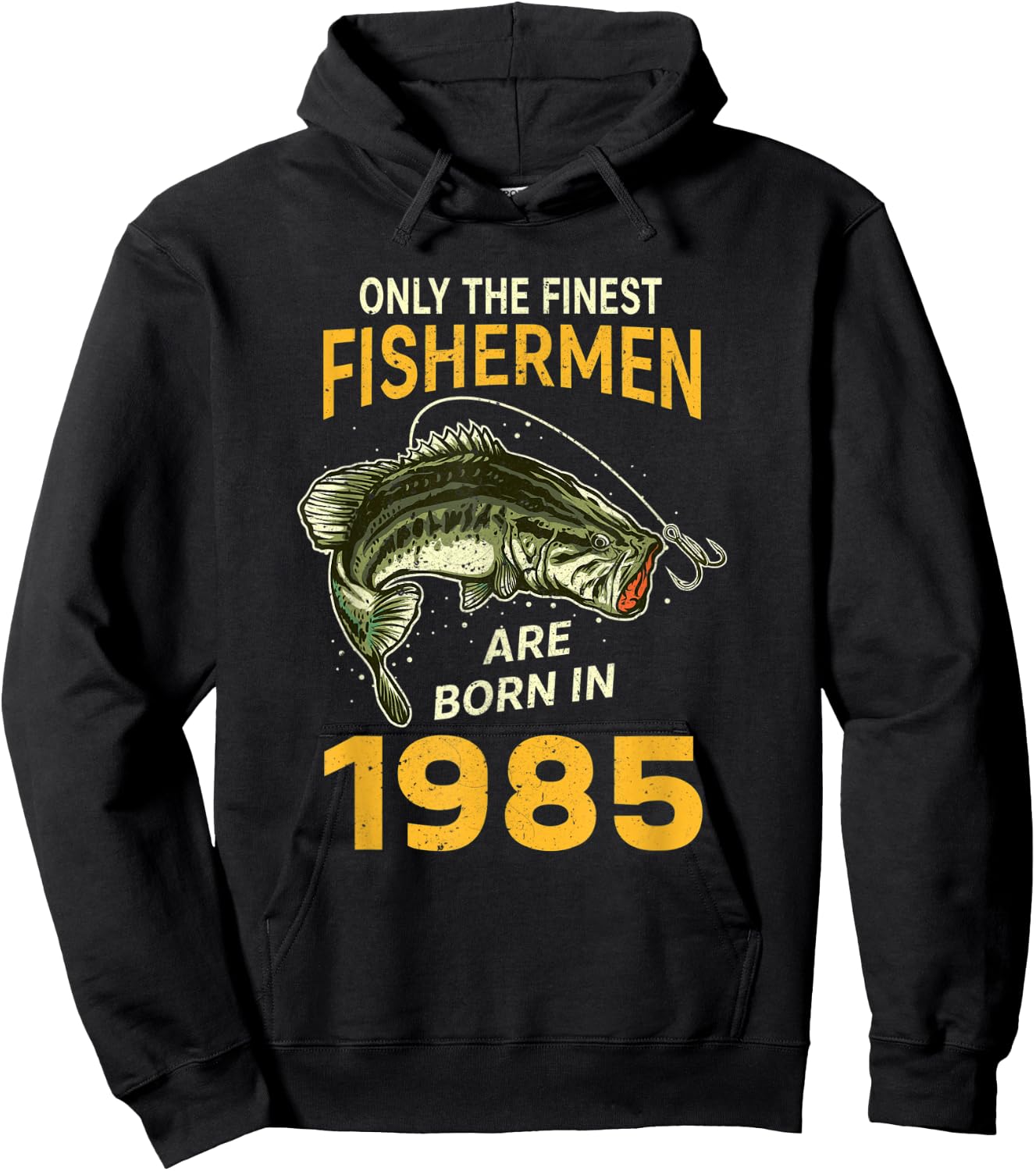 Finest Fisherman Born In 1985 Vintage Funny Fishing Birthday Hoodie - Hoodie | Black
