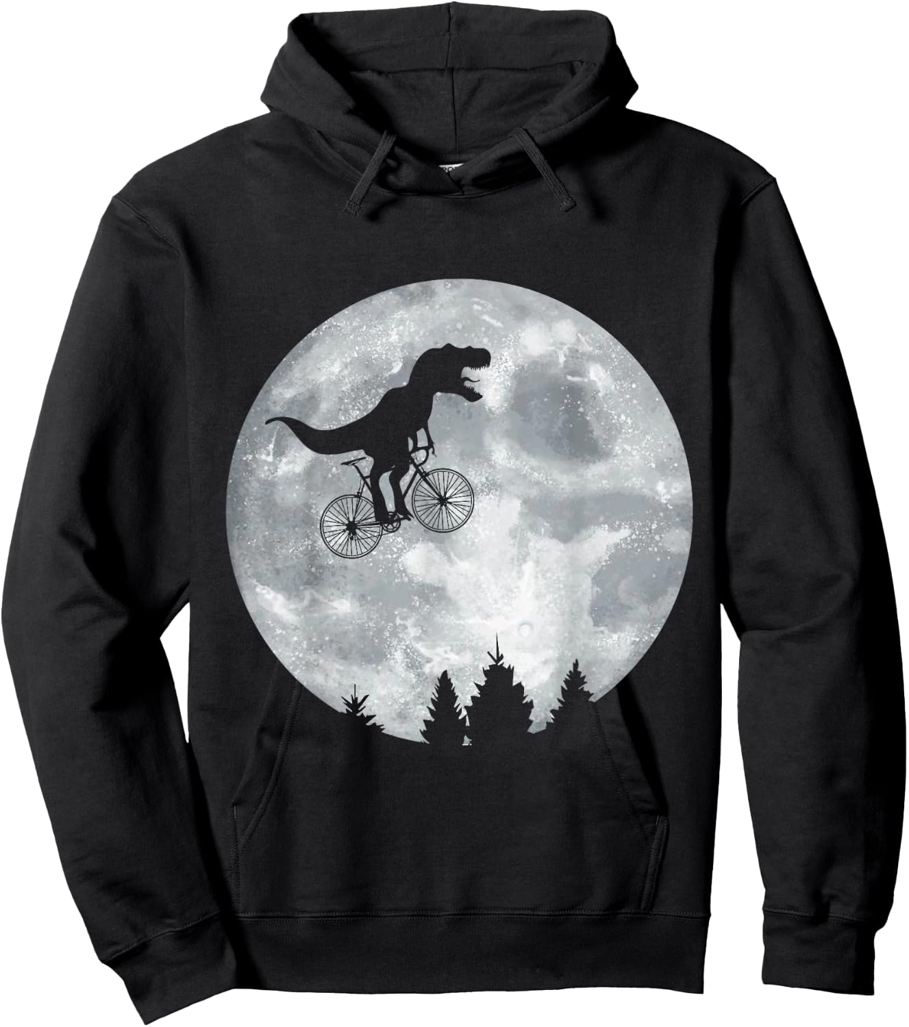 Dino Trex Riding Moon Bike Halloween Lunar Cycling Hoodie - Hoodie | Black