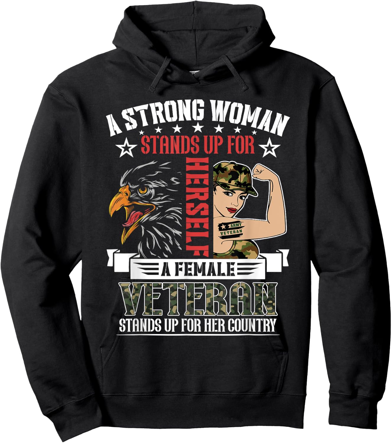 A Strong Woman.. Female Veteran Stands Up Country Hoodie - Hoodie | Black