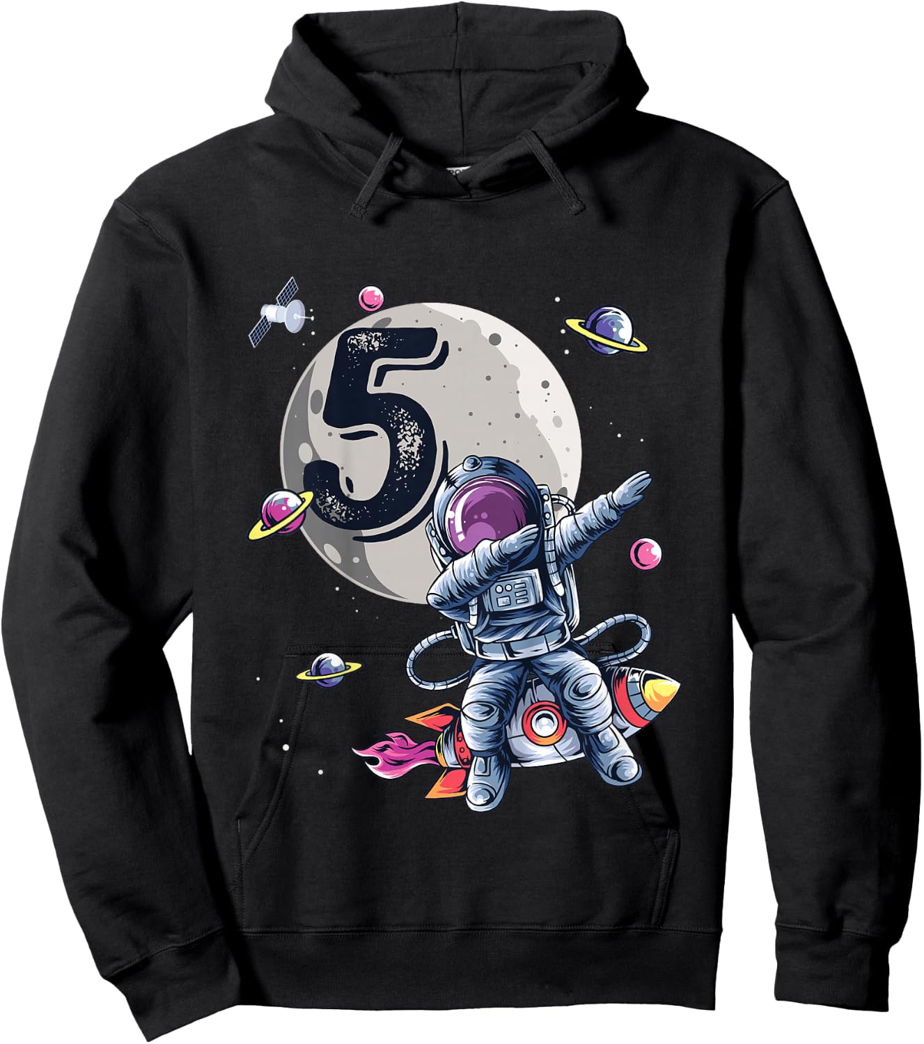 Kids 5 Years Old Birthday Boy Astronaut Gifts Space 5th B-Day Hoodie - Hoodie | Black
