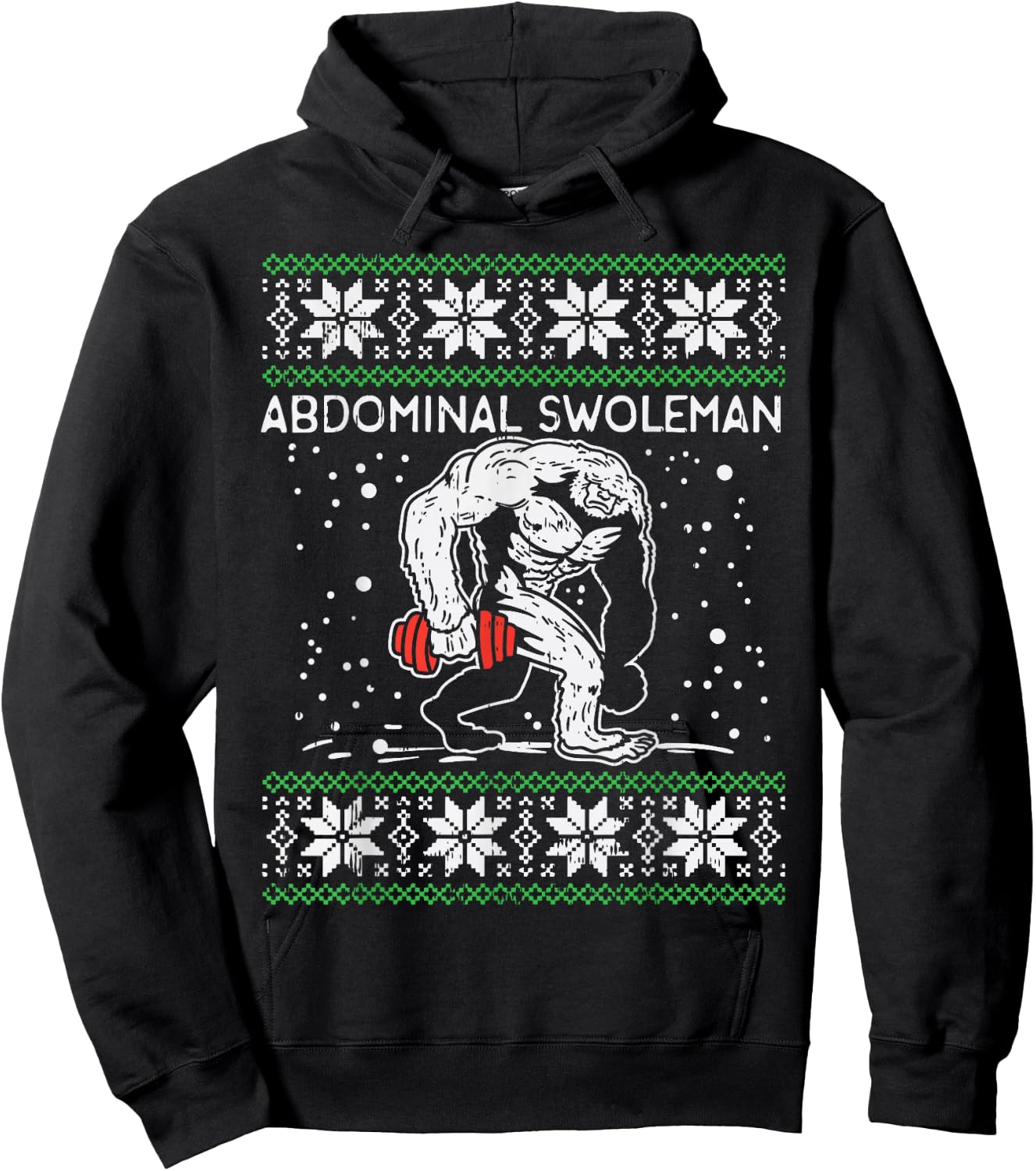Abdominal Swoleman Yeti Fun Christmas Gym Weightlifter Gift Hoodie - Hoodie | Black