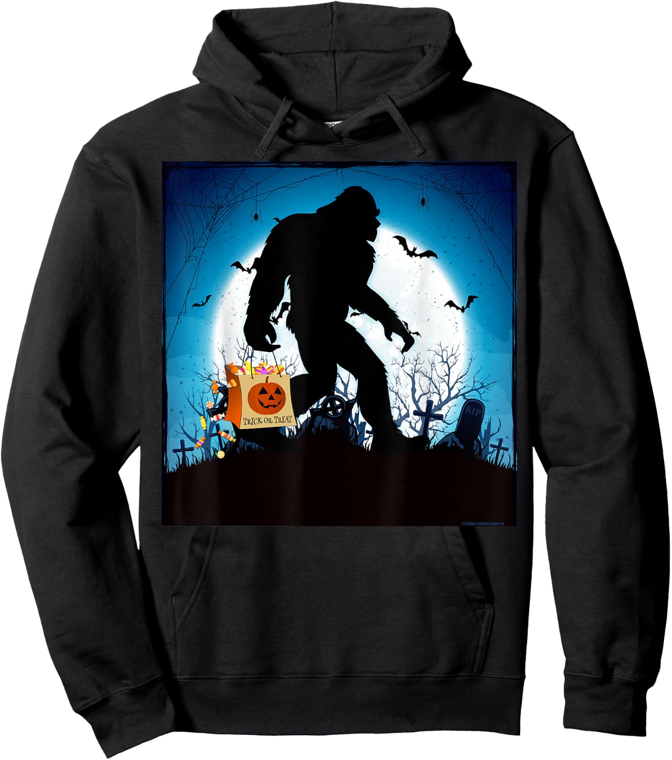 Spooky Halloween Bigfoot Trick or Treating Full Moon Bigfoot Hoodie - Hoodie | Black