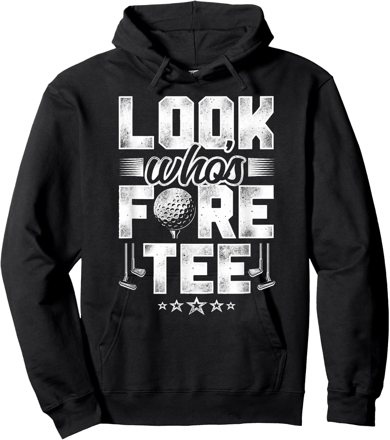 Golf 40Th Birthday Pun Vintage Look Who’S Fore Hoodie - Hoodie | Black
