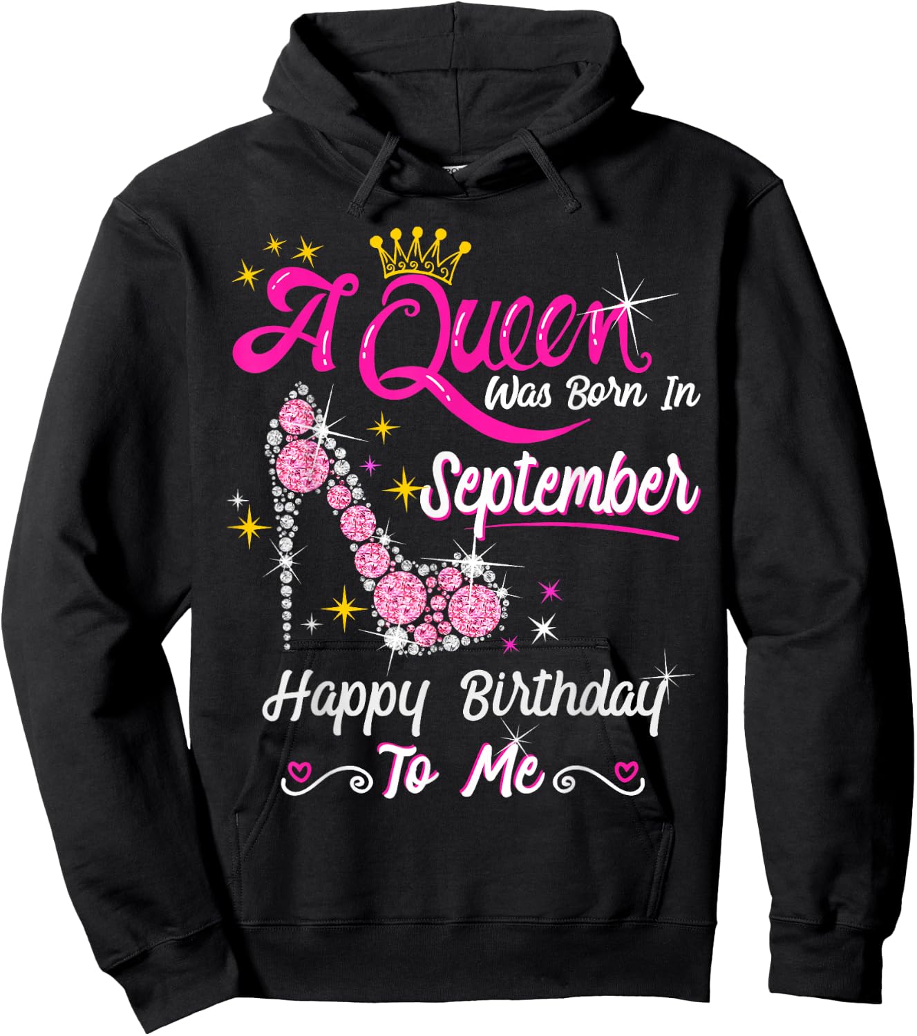 Queen was Born in September Cute Funny Happy Birthday Gift Hoodie - Hoodie | Black