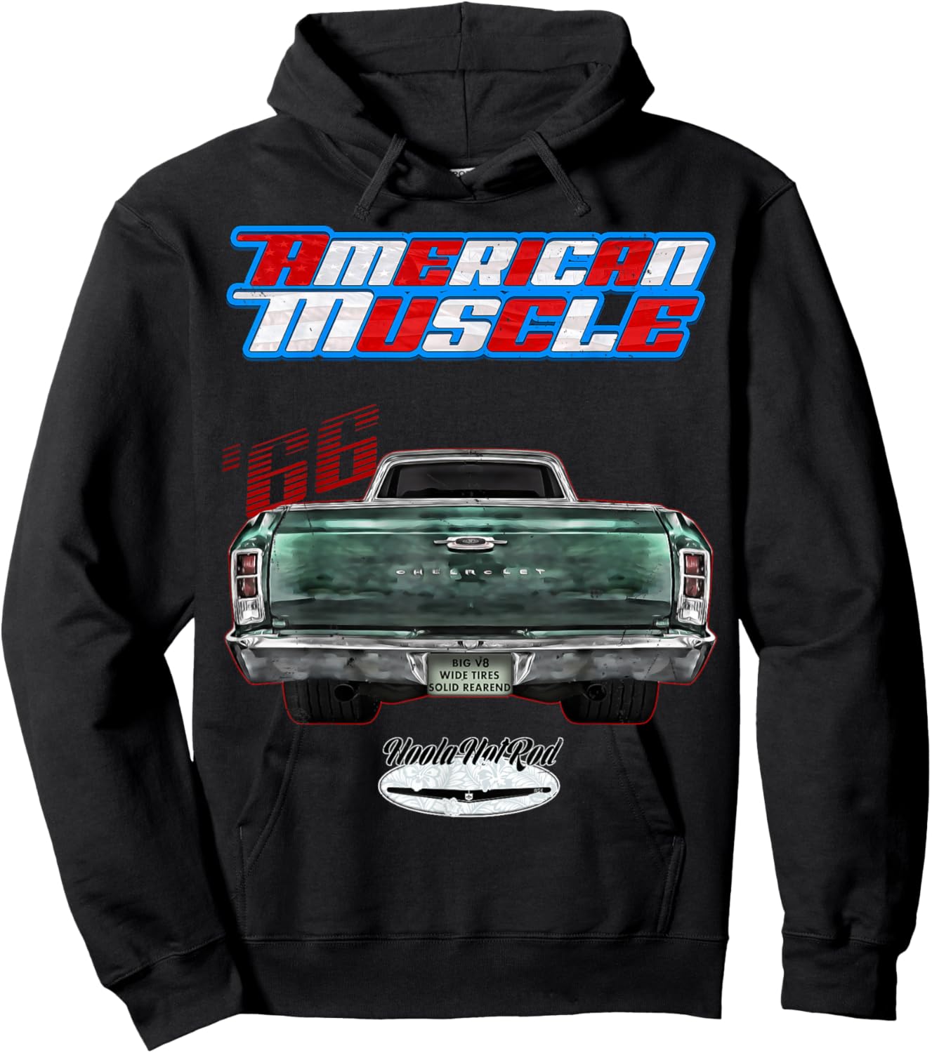 CLICK FOR MORE HOTRODS CUSTOM MUSCLE CARS TRUCKS 1966 El Camino, Pickup, Truck, Rockabilly, Rusty Car, Distressed Hoodie - Hoodie | Black