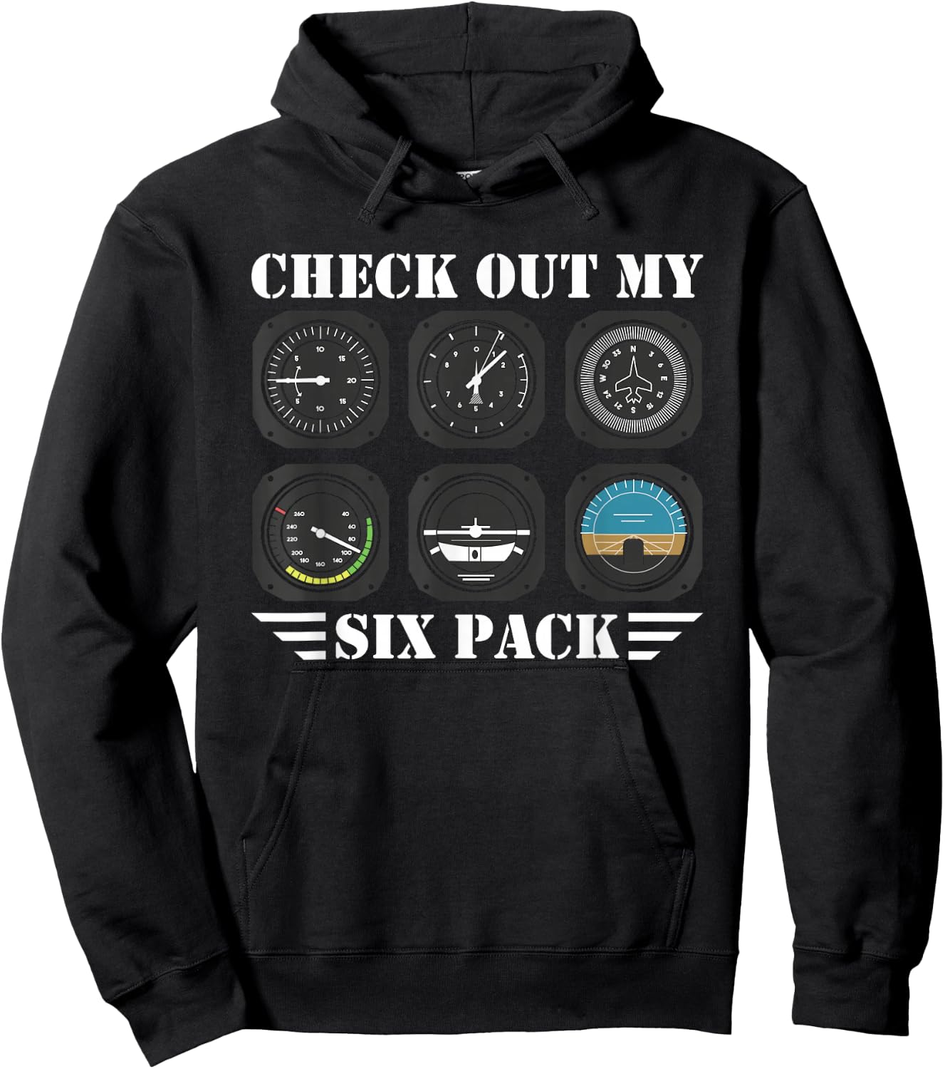 Pilot Aviation Check Out My Six Pack Flying Airplane Hoodie - Hoodie | Black