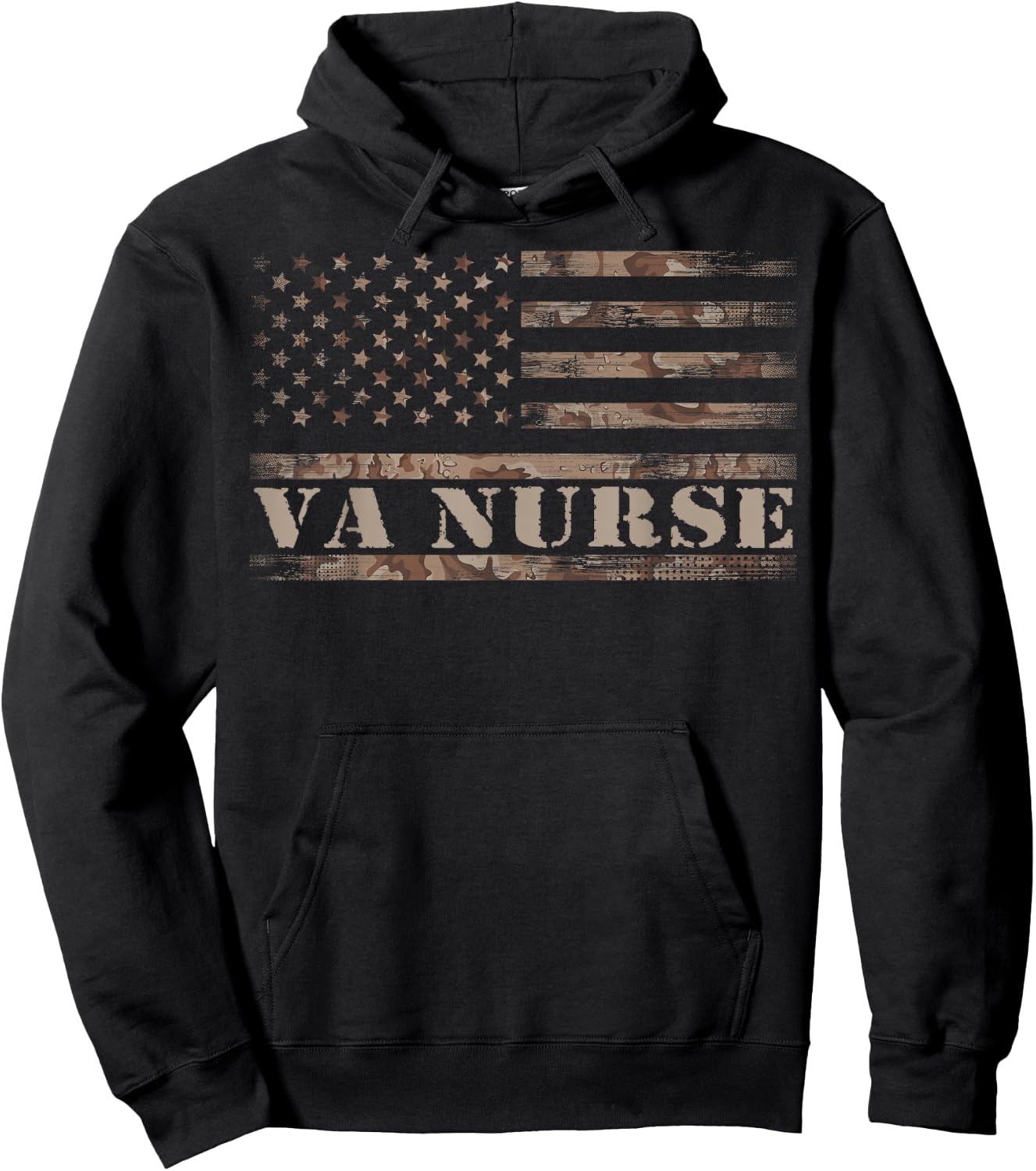 VA Nurse Real American Hero 4th of July US Patriotic Vintage Hoodie - Hoodie | Black