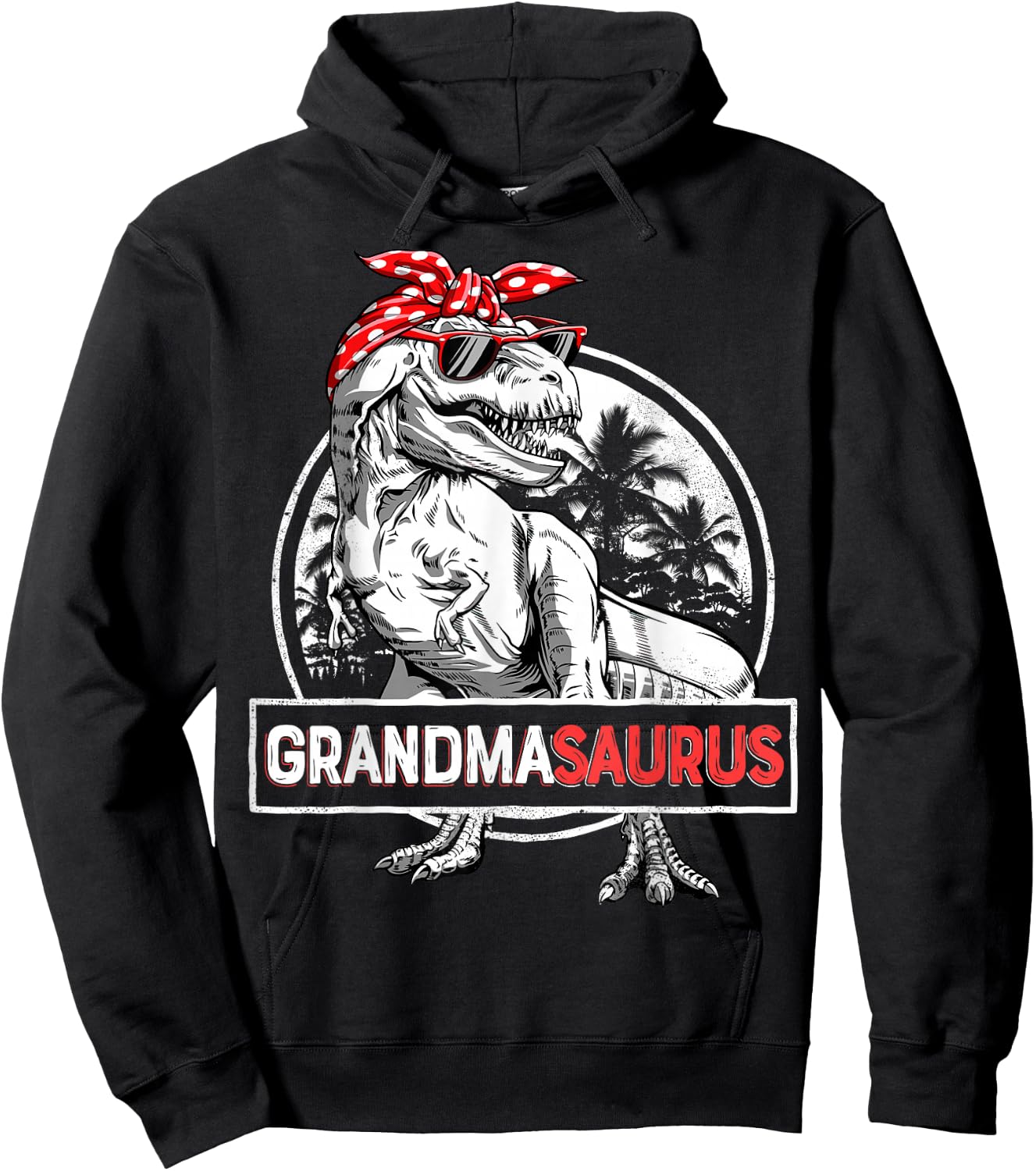 Grandmasaurus T rex Dinosaur Grandma Saurus Mother's Family Hoodie - Hoodie | Black