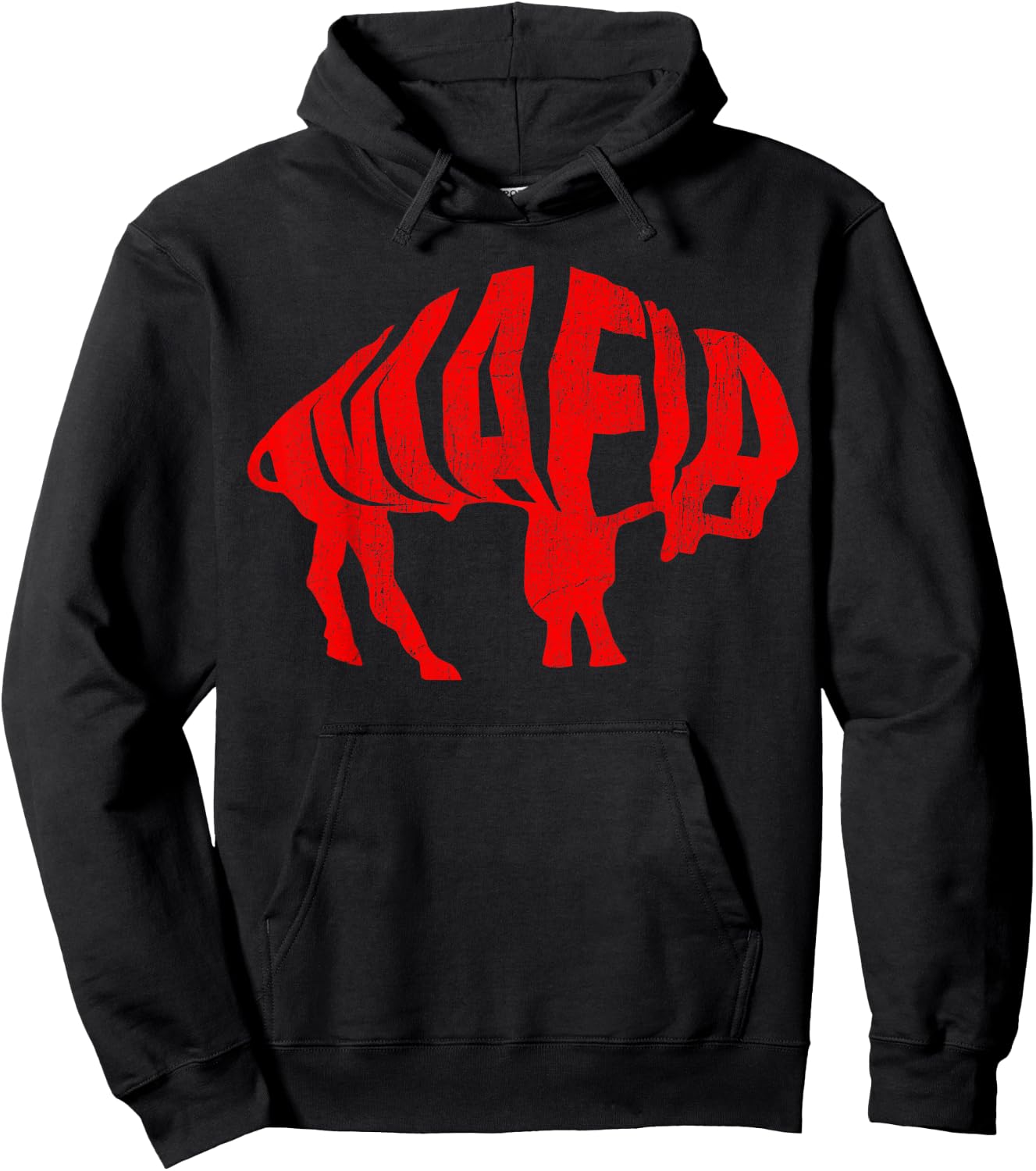 WNY Pride - Faded Red Buffalo Hoodie - Hoodie | Black