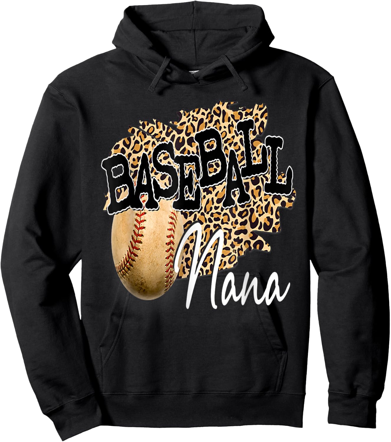 Baseball Nana Leopard Mother's Day women boys girls Hoodie - Hoodie | Black