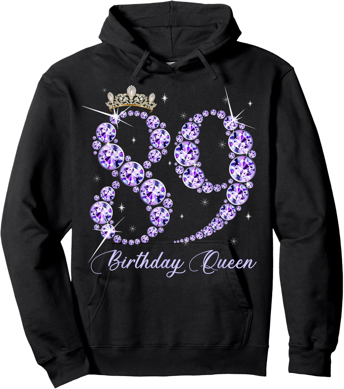 89 Year Old Its My 89th Birthday Queen Diamond Heels Crown Hoodie - Hoodie | Black