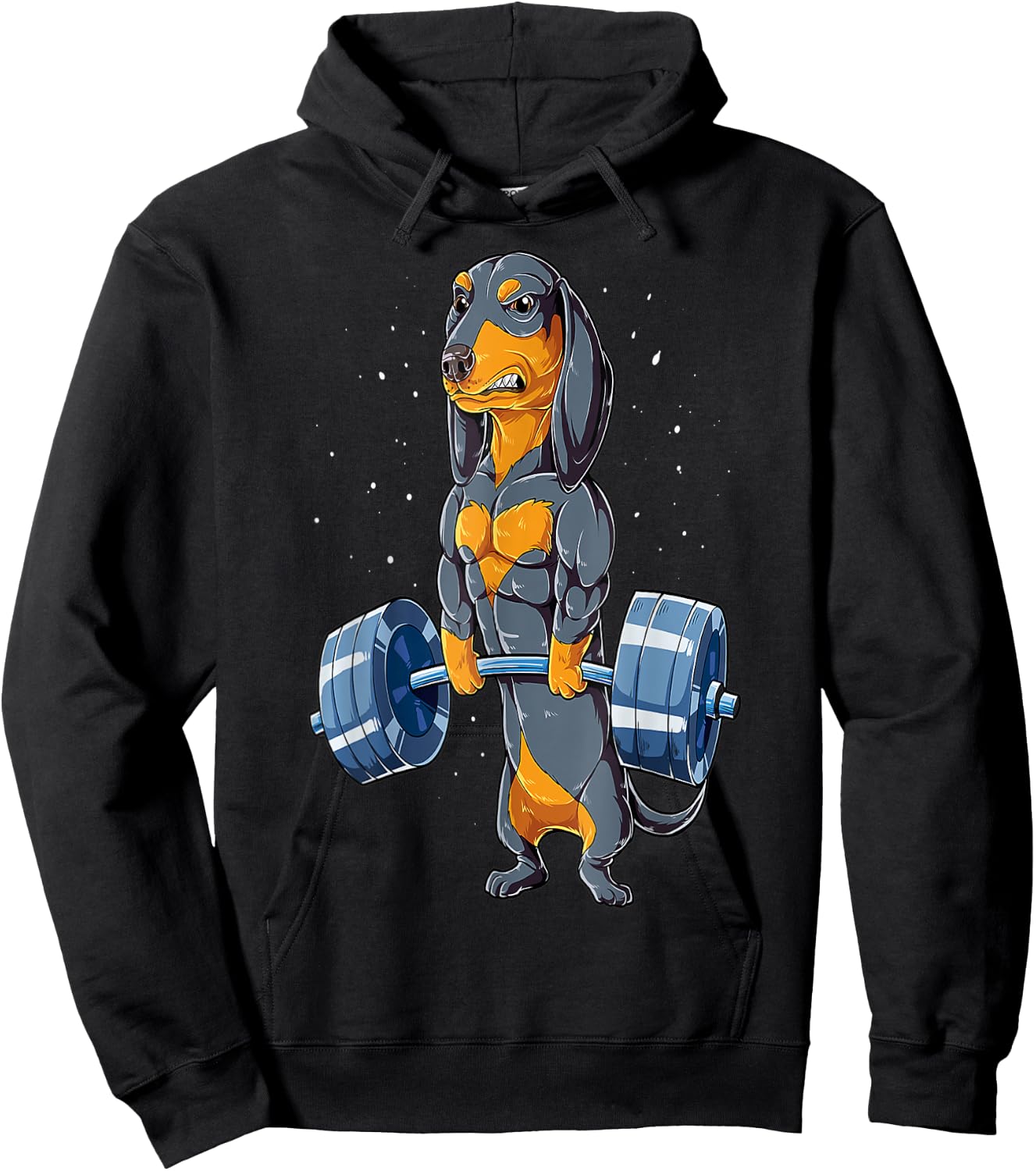 Dachshund Weightlifting Funny Bodybuilder Weight Lifter Hoodie - Hoodie | Black
