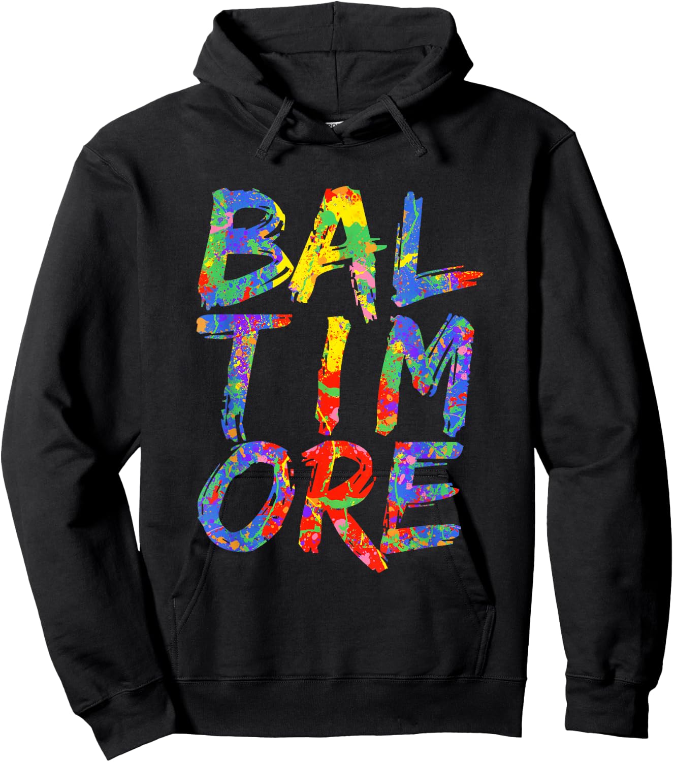 Baltimore Artwork Colorful Rainbow Maryland Gift Baltimore Hoodie - Hoodie | Black