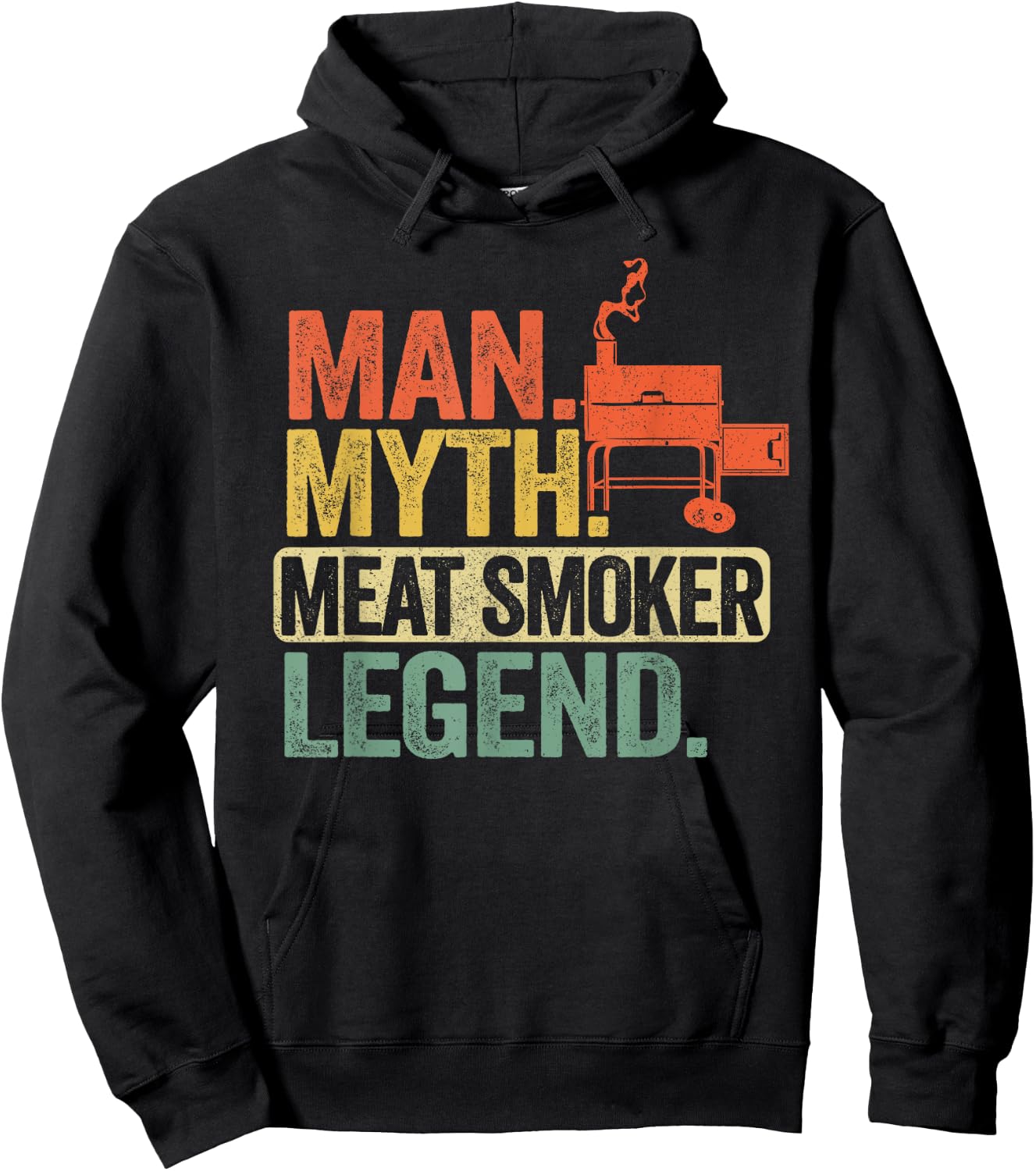 Man Myth Meat Smoker Legend Dad Grillfather BBQ Meat Smoking Hoodie - Hoodie | Black