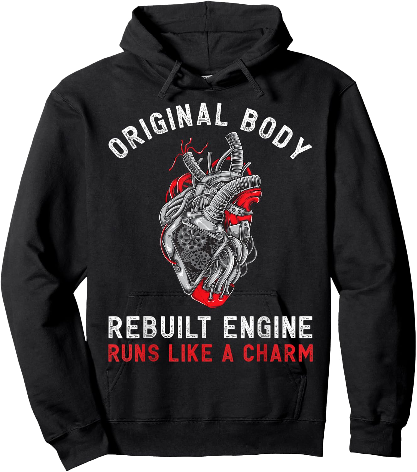 Original Body Rebuilt Engine Runs Like A Charm | Funny CABG Hoodie - Hoodie | Black