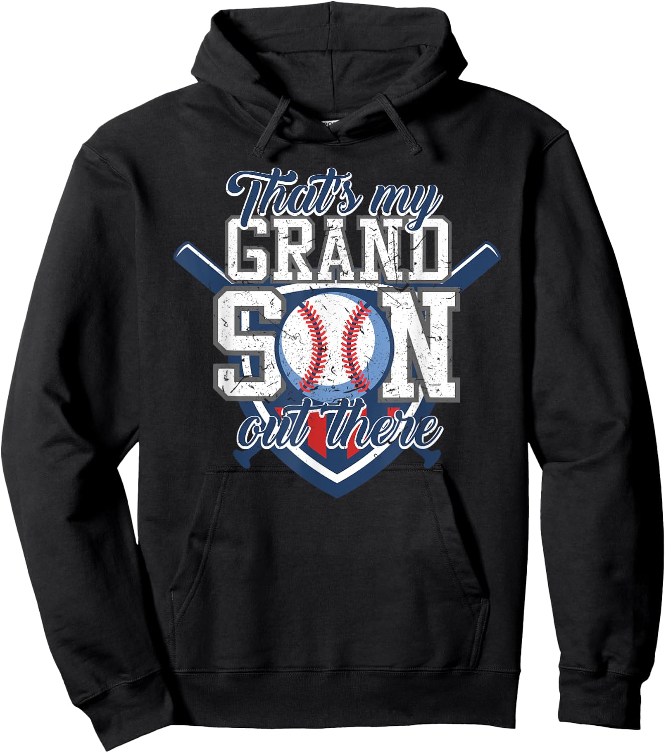 That's My Grandson Out There Baseball Grandparents Gift Hoodie - Hoodie | Black