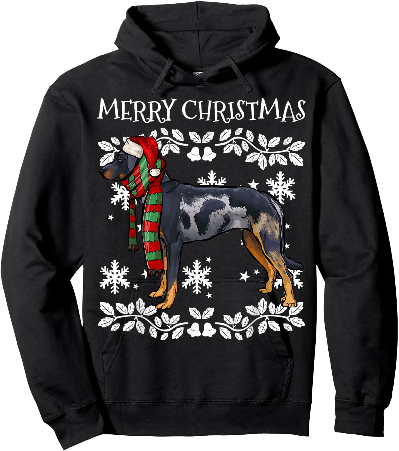 Merry Christmas Ornament Beauceron Xmas Santa Hoodie - Hoodie | Black