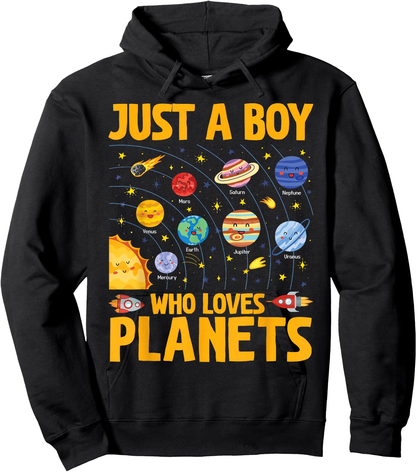 Just A Boy Who Loves Planets Solar System Kids Space Science Hoodie - Hoodie | Black