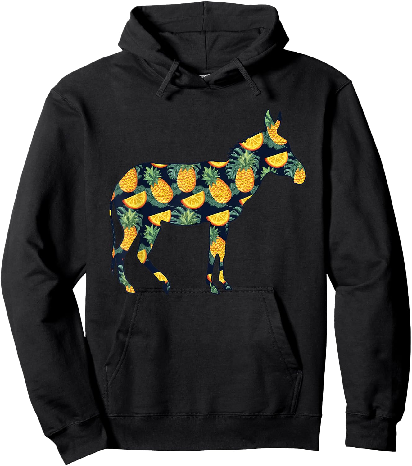 Pineapple Hawaiian Donkey Women Men Print Jackass Girl Gift Hoodie - Hoodie | Black