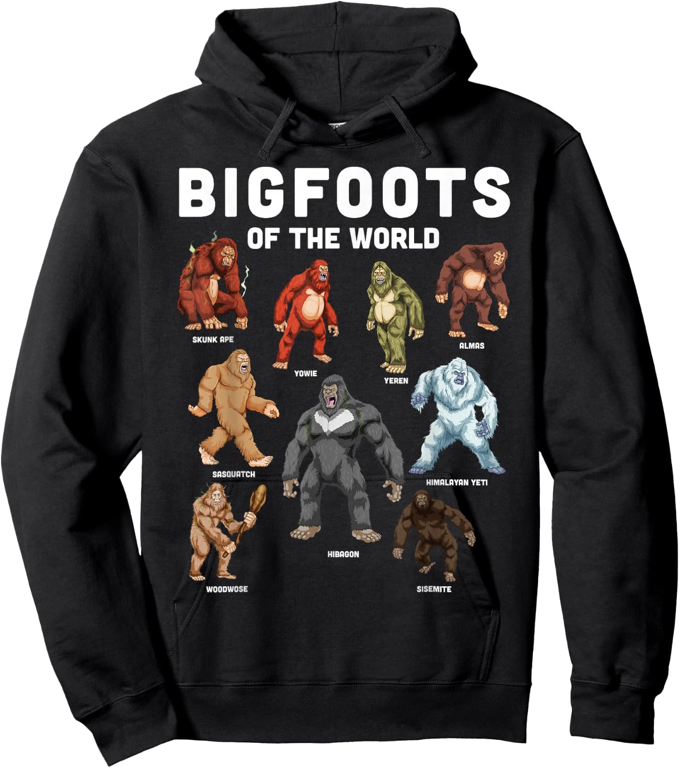 Bigfoot Shirt Bigfoots Of The World Cryptid Cryptozoology Hoodie - Hoodie | Black