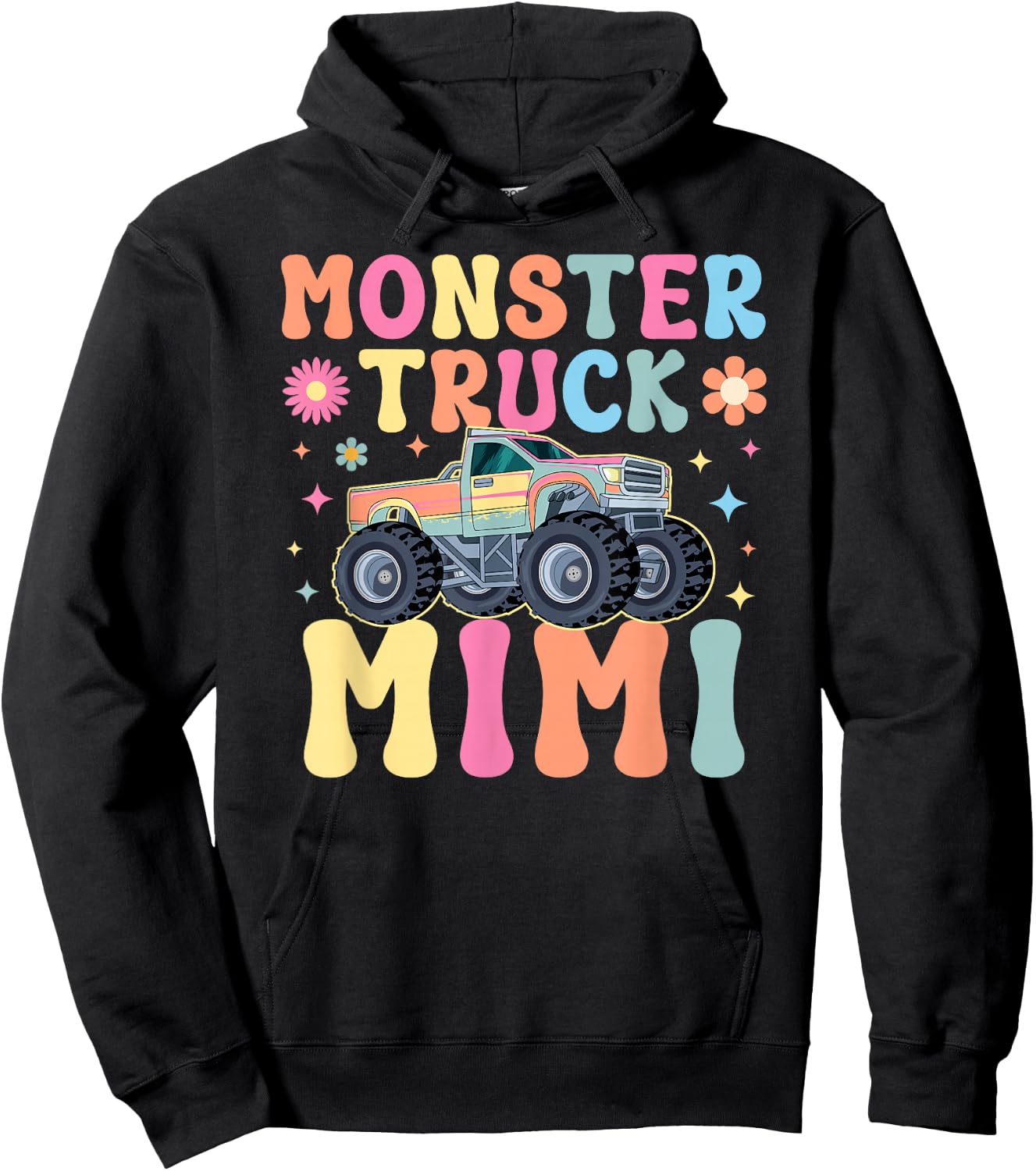 Monster Truck Mimi Groovy Monster Truck Mimi Grandma Hoodie - Hoodie | Black