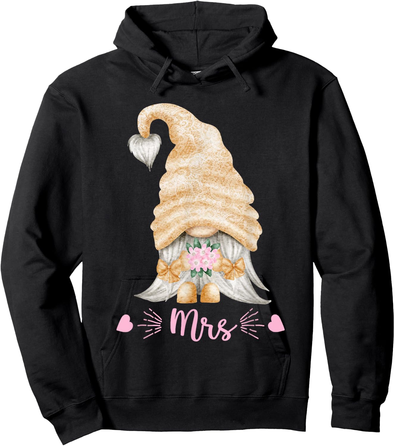 Funny Mrs And Mr Gnome Wedding - Cute Gnomie Bride Hoodie - Hoodie | Black