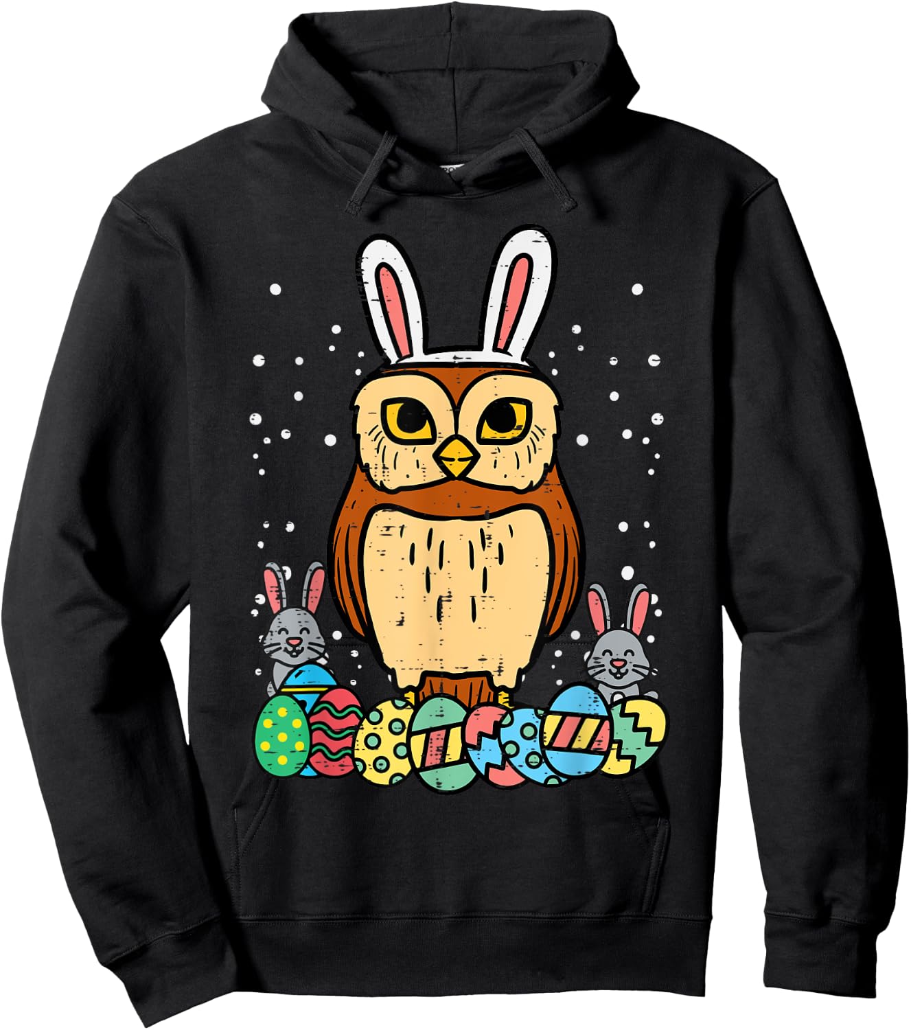 Easter Owl Eggs Bunnies Cute Animal Bird Men Women Kids Hoodie - Hoodie | Black