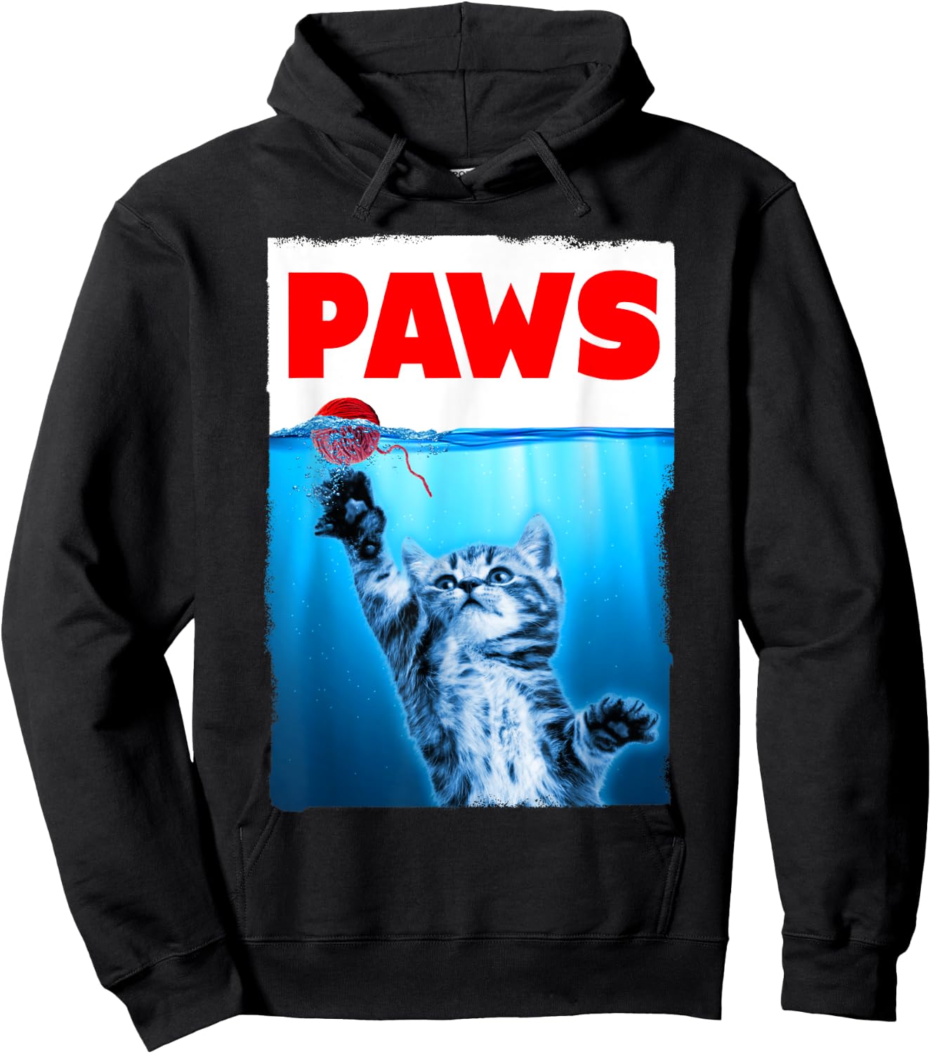 Paws Cat Parody Chasing String Ball Hoodie - Hoodie | Black