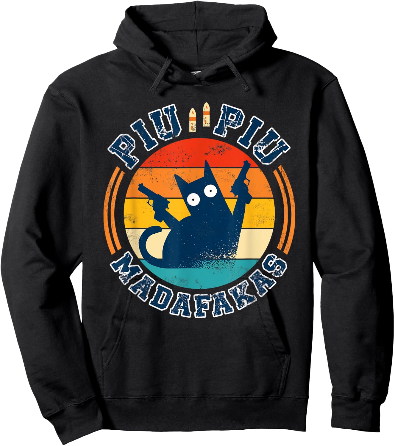 Piu Piu Pew Madafakas Novelty Funny Cat Vintage Hoodie - Hoodie | Black