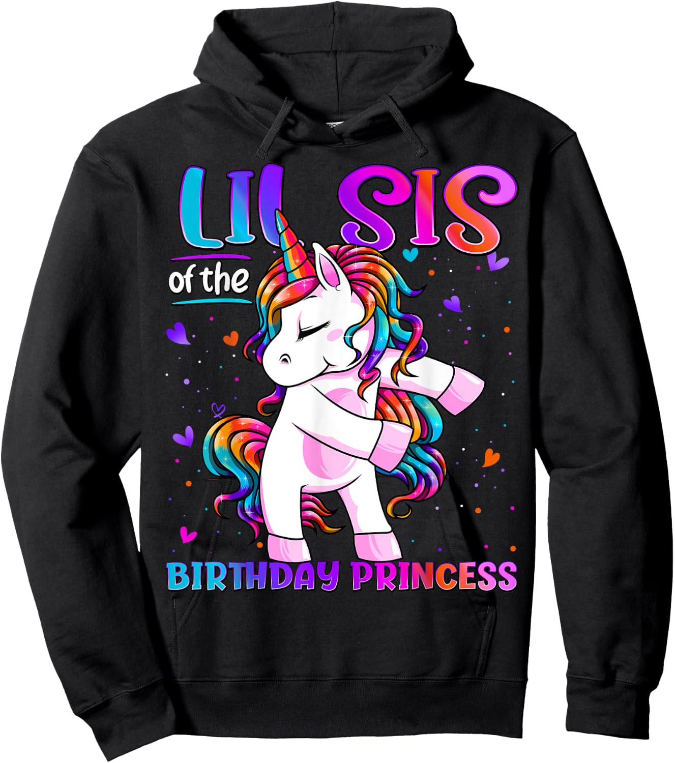 Lil Sis of the Birthday Princess Flossing Unicorn Lil Sister Hoodie - Hoodie | Black
