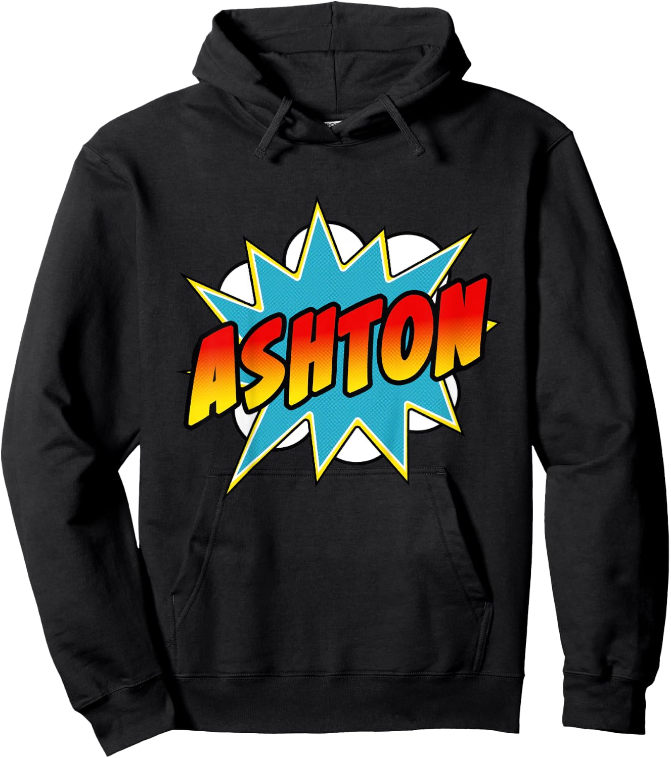 Kids Boys Ashton Name Comic Book Superhero Hoodie - Hoodie | Black