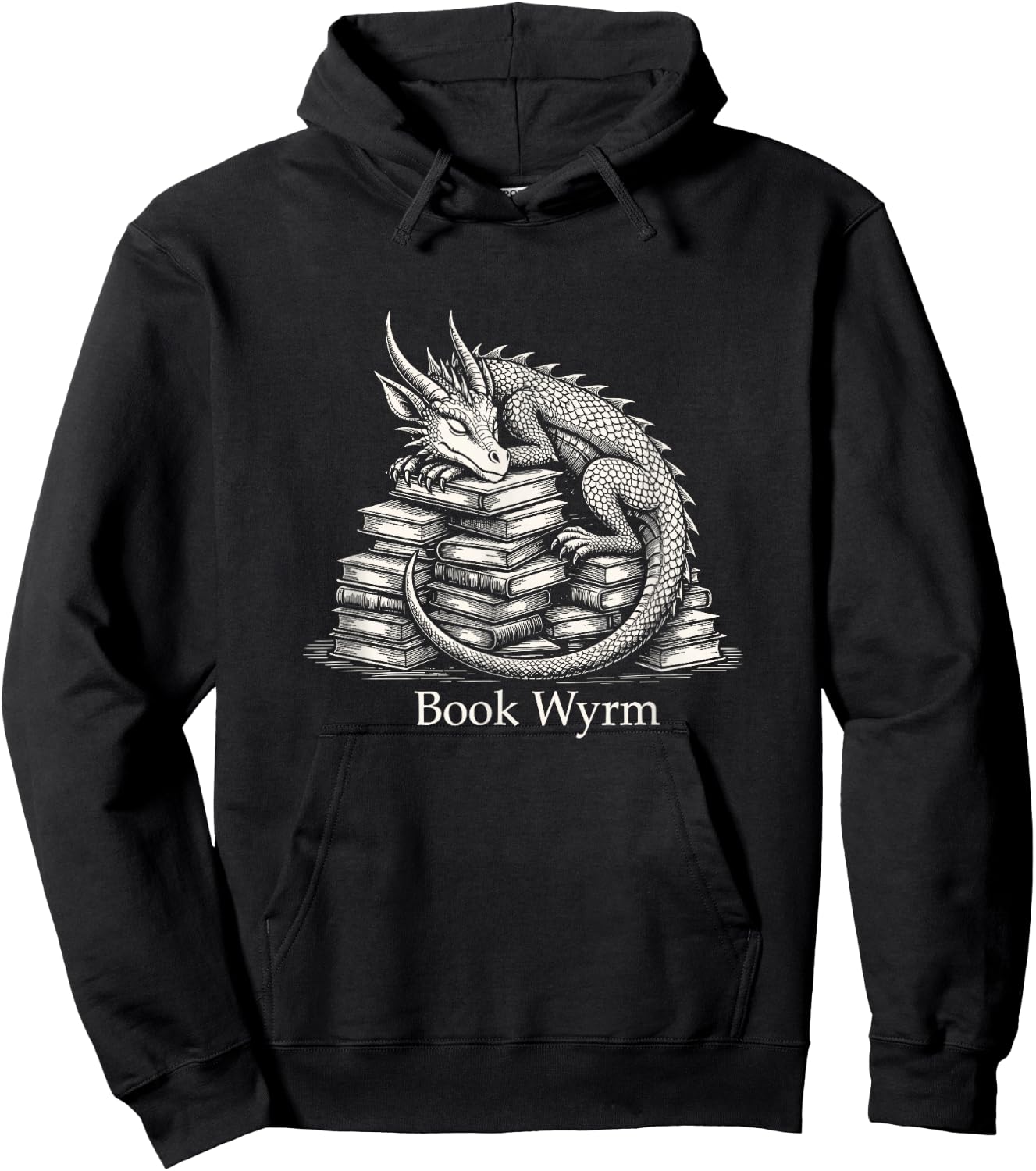 Book Wyrm Fantasy Creature Reading Mythical Art Hoodie - Hoodie | Black