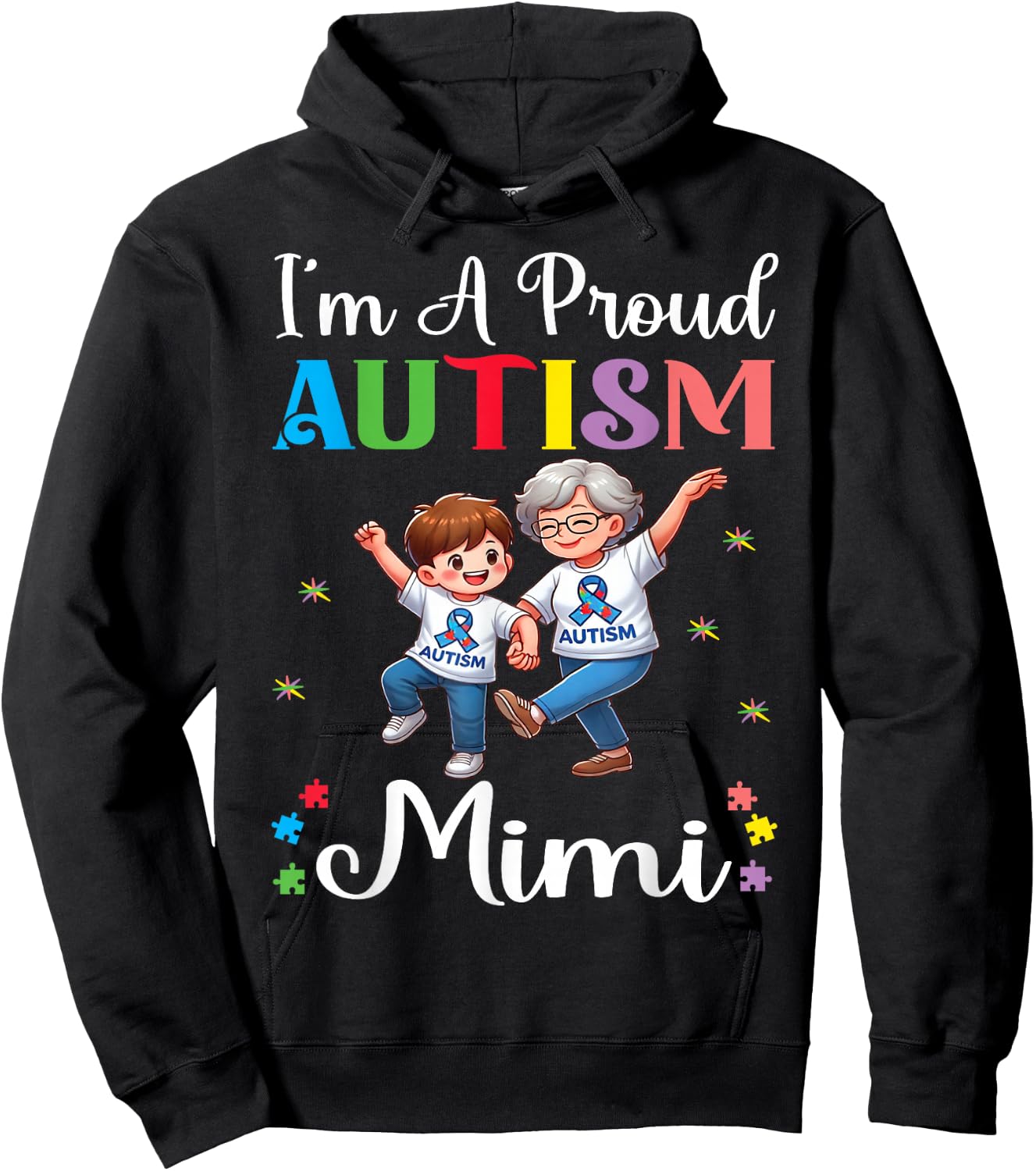 Together I'm A Proud Autism Mimi Accept Love Support Proud Hoodie - Hoodie | Black