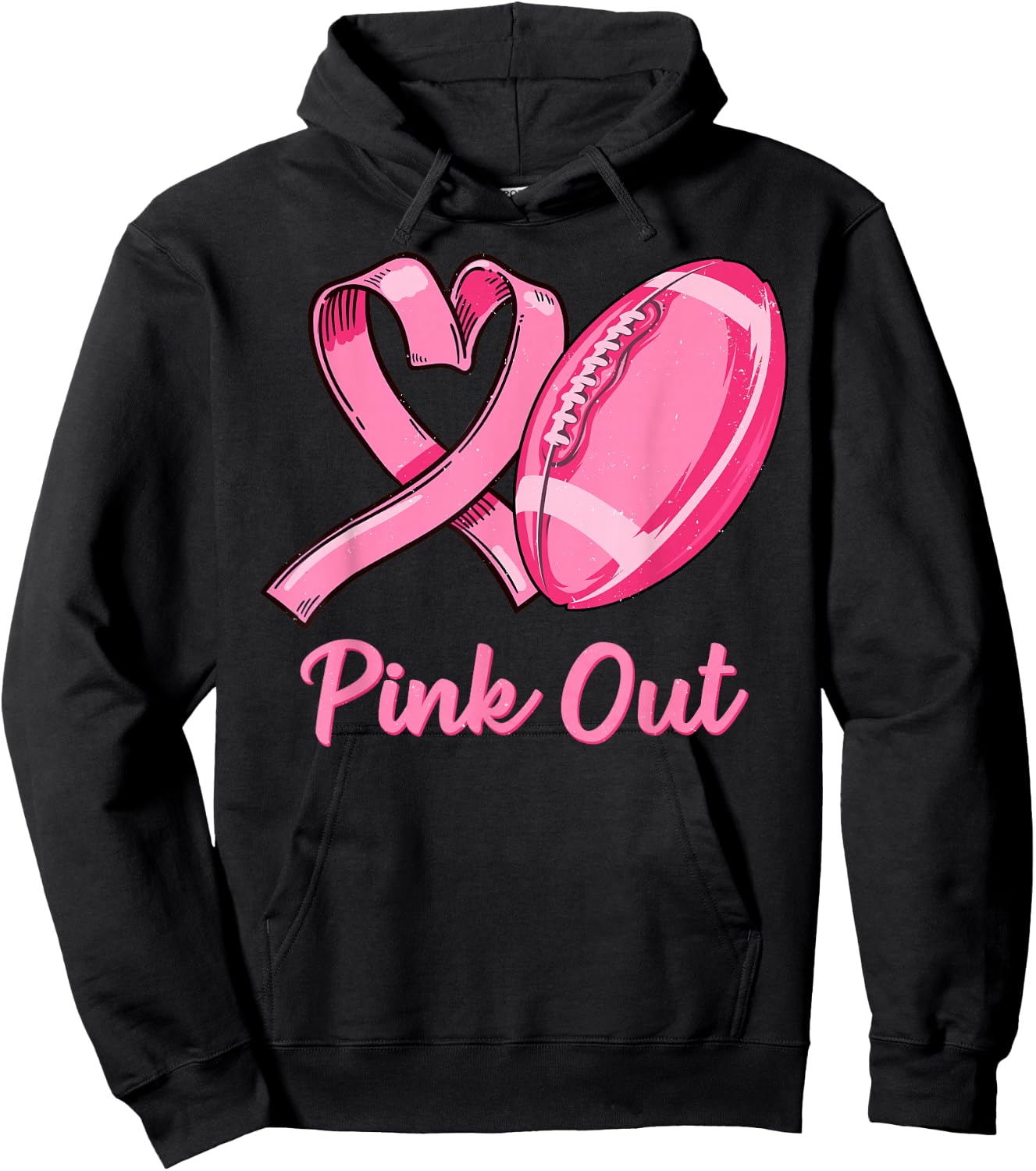 Pink Out Breast Cancer Awareness Bleached Football Mom Girls Hoodie - Hoodie | Black
