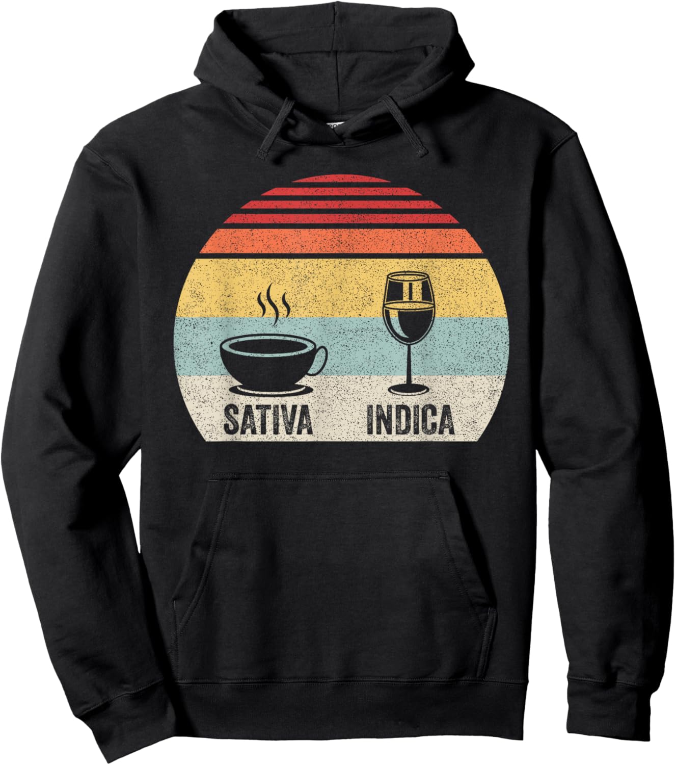 Vintage Retro Coffee Wine Sativa Indica Hoodie - Hoodie | Black