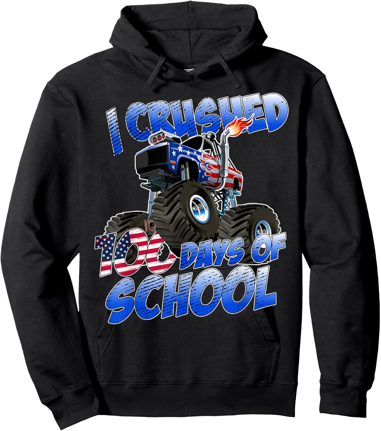 I Crushed 100 Days Of School Monster Truck Boys Hoodie - Hoodie | Black