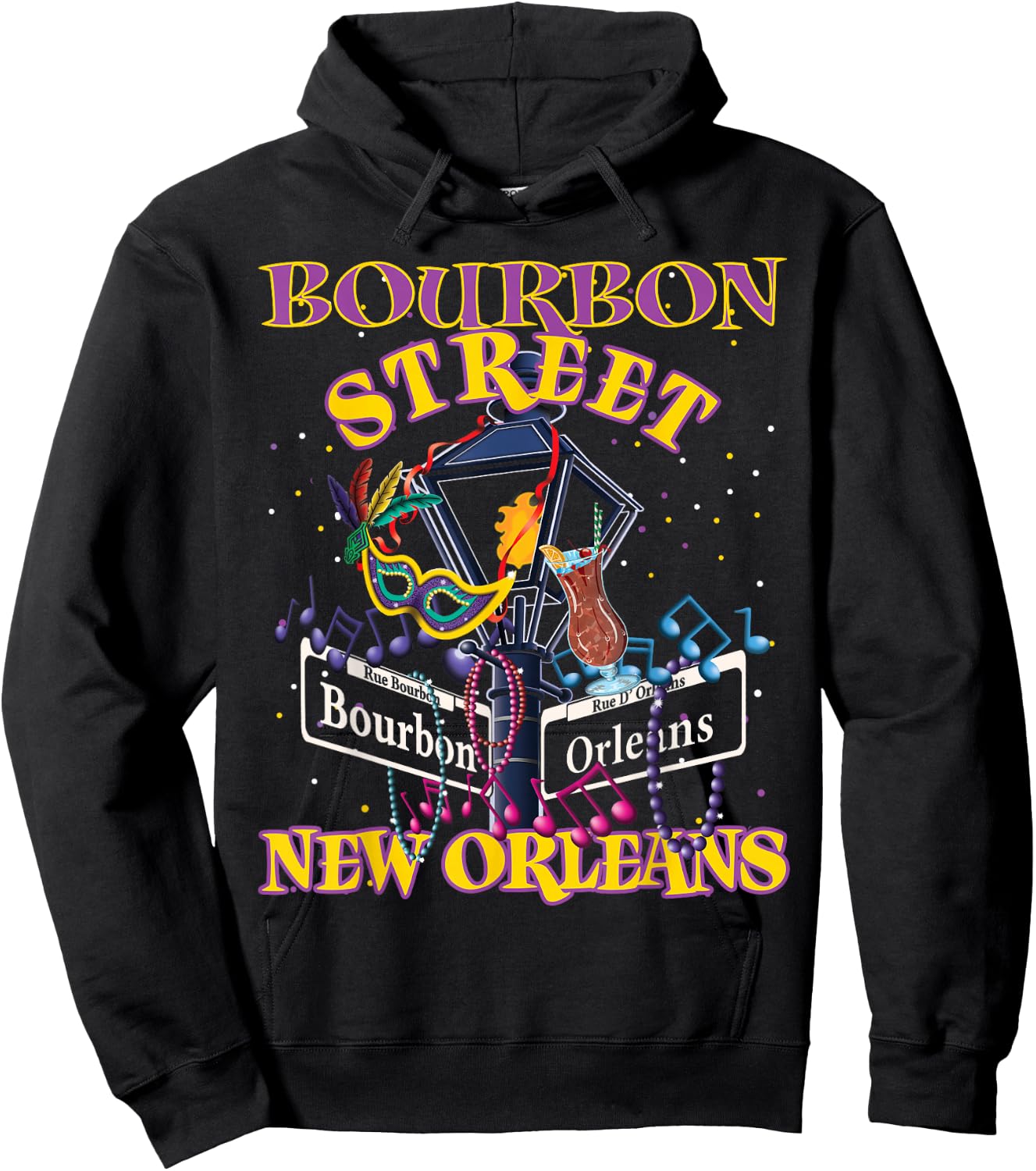 New Orleans Bourbon Street French Quarter 2026 NOLA Hoodie - Hoodie | Black