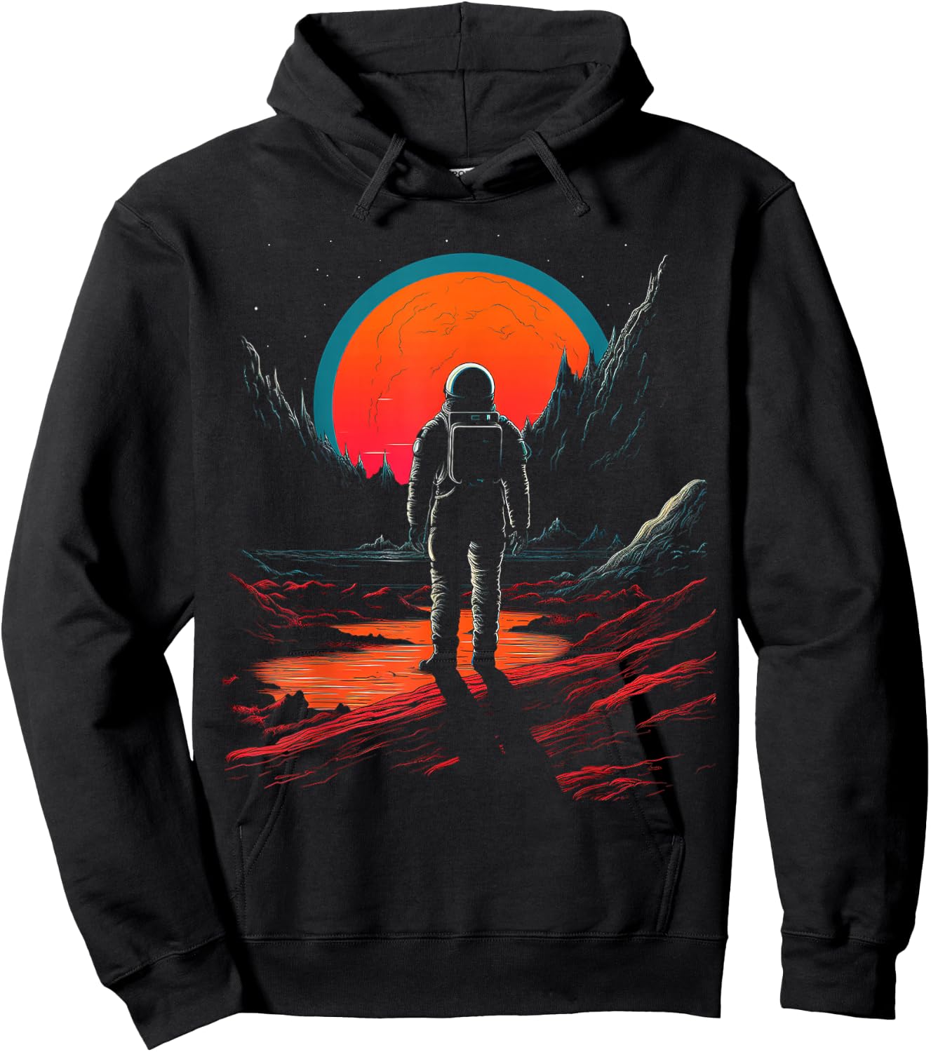 Astronaut Mountains Space Astronaut Hoodie - Hoodie | Black