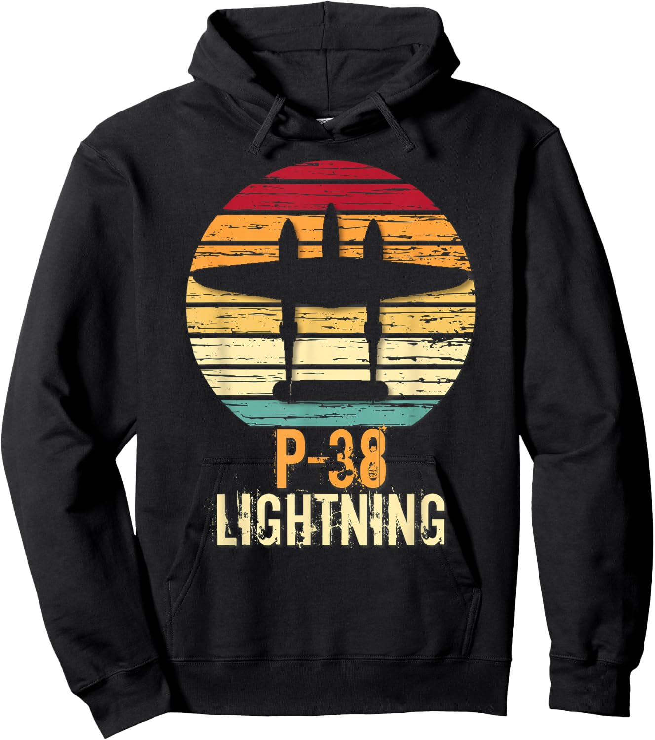 Vintage Warbird P-38 Lightning Fighter Airplane Hoodie - Hoodie | Black