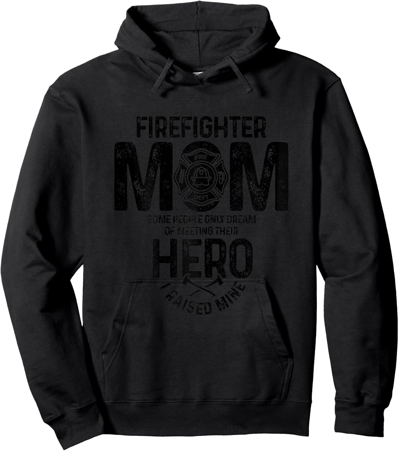 Firefighter Mom Proud Fireman Mother's Day Fire Department Hoodie - Hoodie | Black