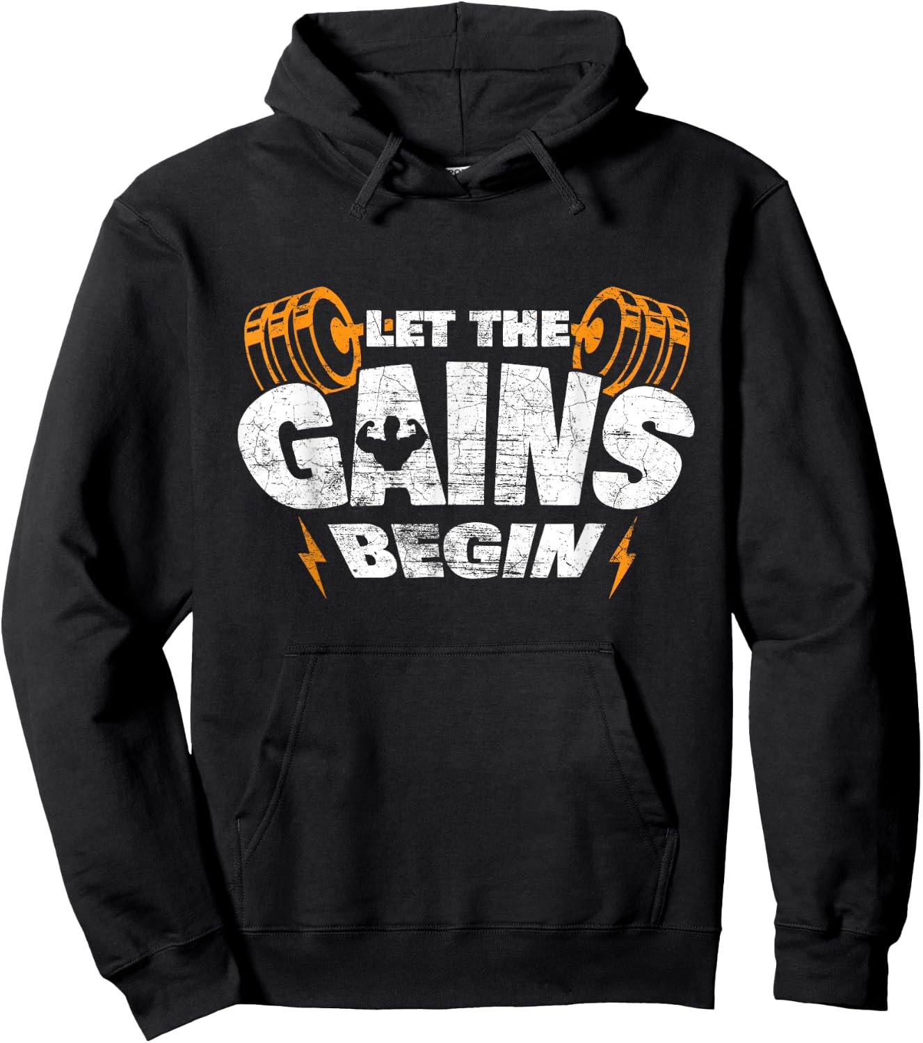Let The Gains Begin Muscle Work Out Weightlifting Gift Shirt Hoodie - Hoodie | Black