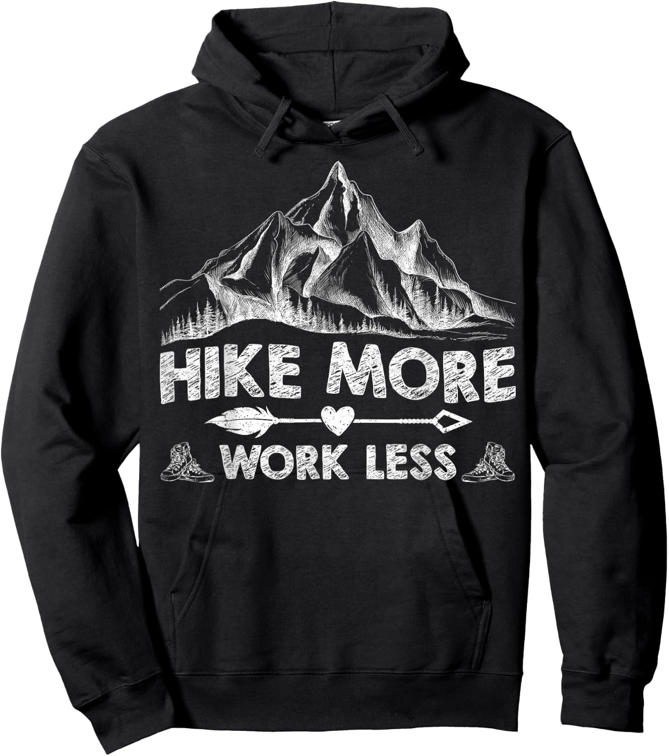 Hike More Work Less Funny Hiking Shirt Mountain Hike Lovers Hoodie - Hoodie | Black