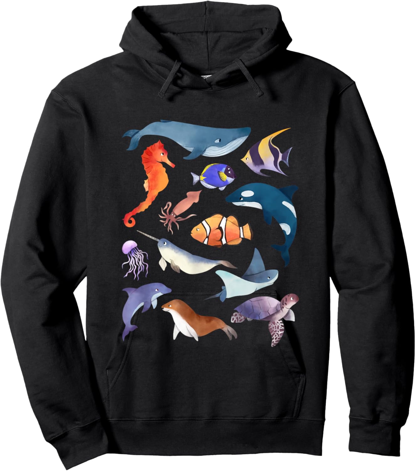 Sea Animals Shirt Funny Ocean Marine Creatures Gifts Hoodie - Hoodie | Black