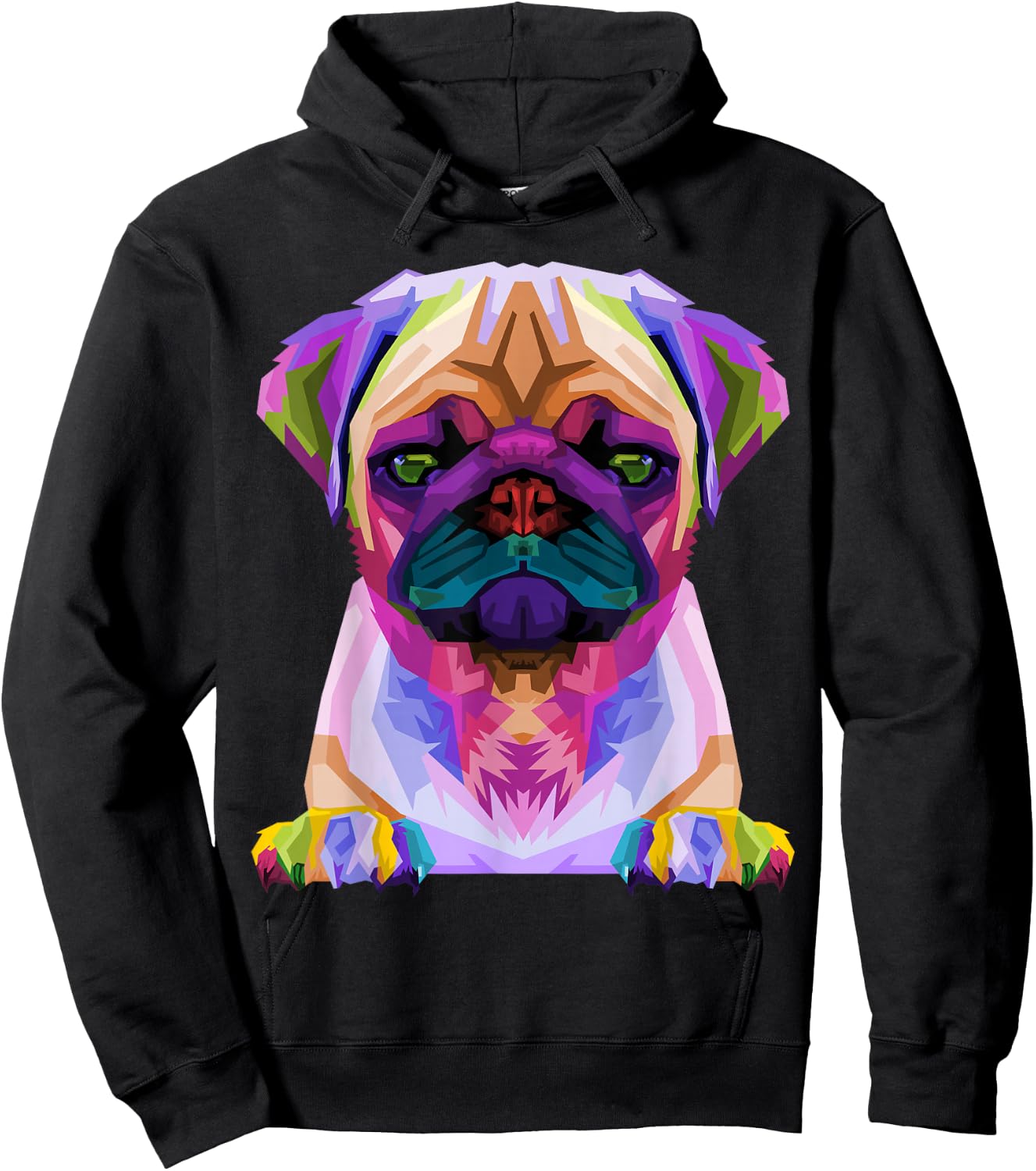Pug Pop Art Colorful Portrait for Dog Lovers Hoodie - Hoodie | Black