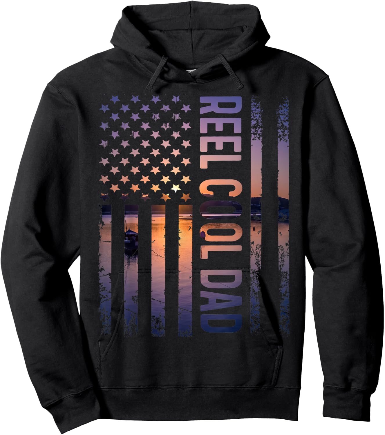 Reel Cool Dad Vintage Patriotic Daddy On Father's Day Hoodie - Hoodie | Black