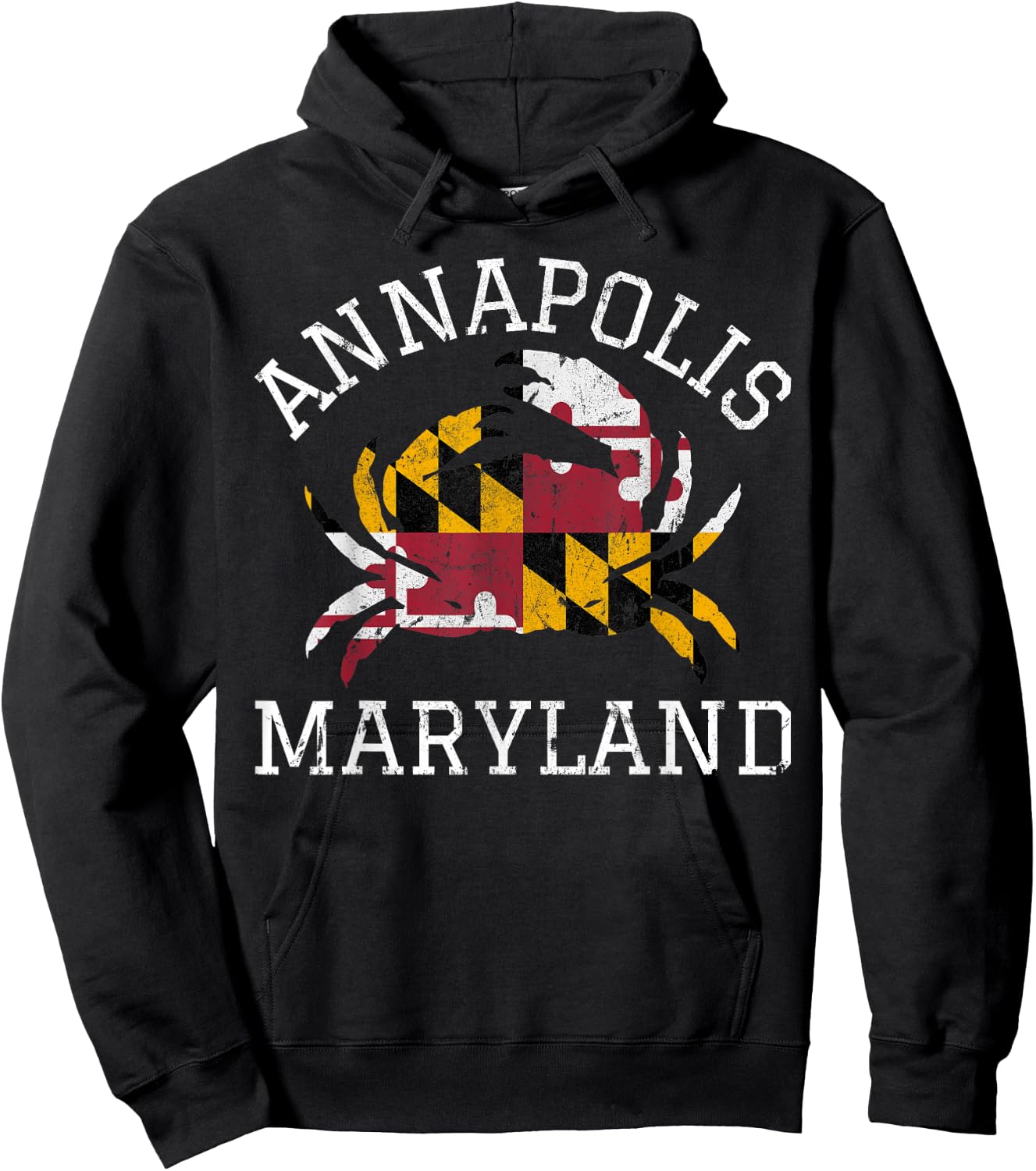 Annapolis Maryland Crab State Flag Home Travel Vintage Hoodie - Hoodie | Black