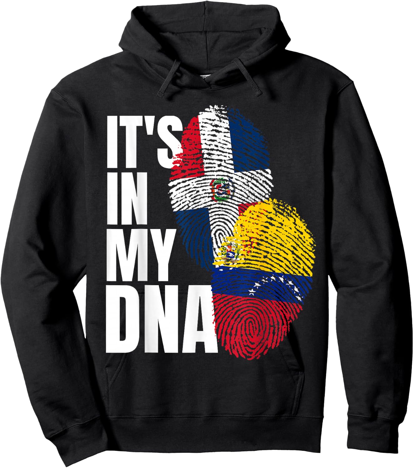 Dominican And Venezuelan DNA Mix Flag Heritage Hoodie - Hoodie | Black