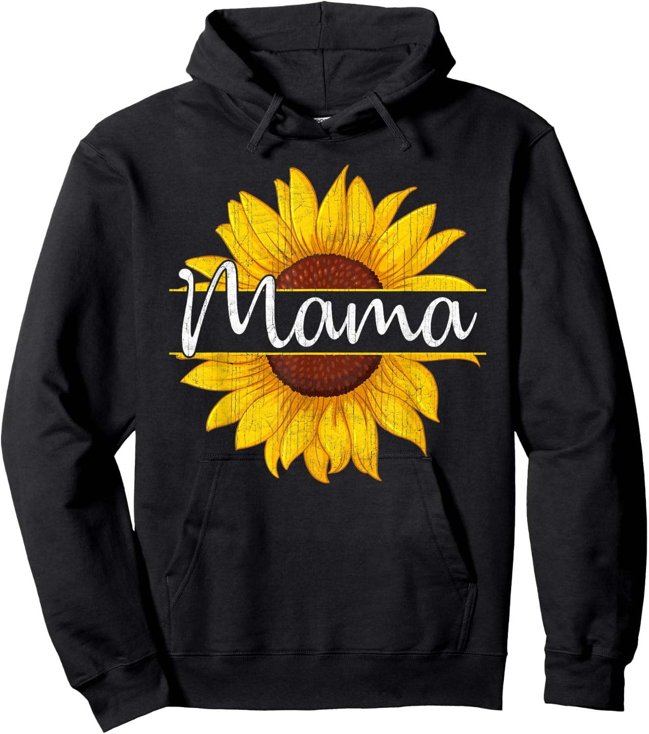 Summer Vintage Yellow Sunflower Graphic Sunflower Mama Hoodie - Hoodie | Black